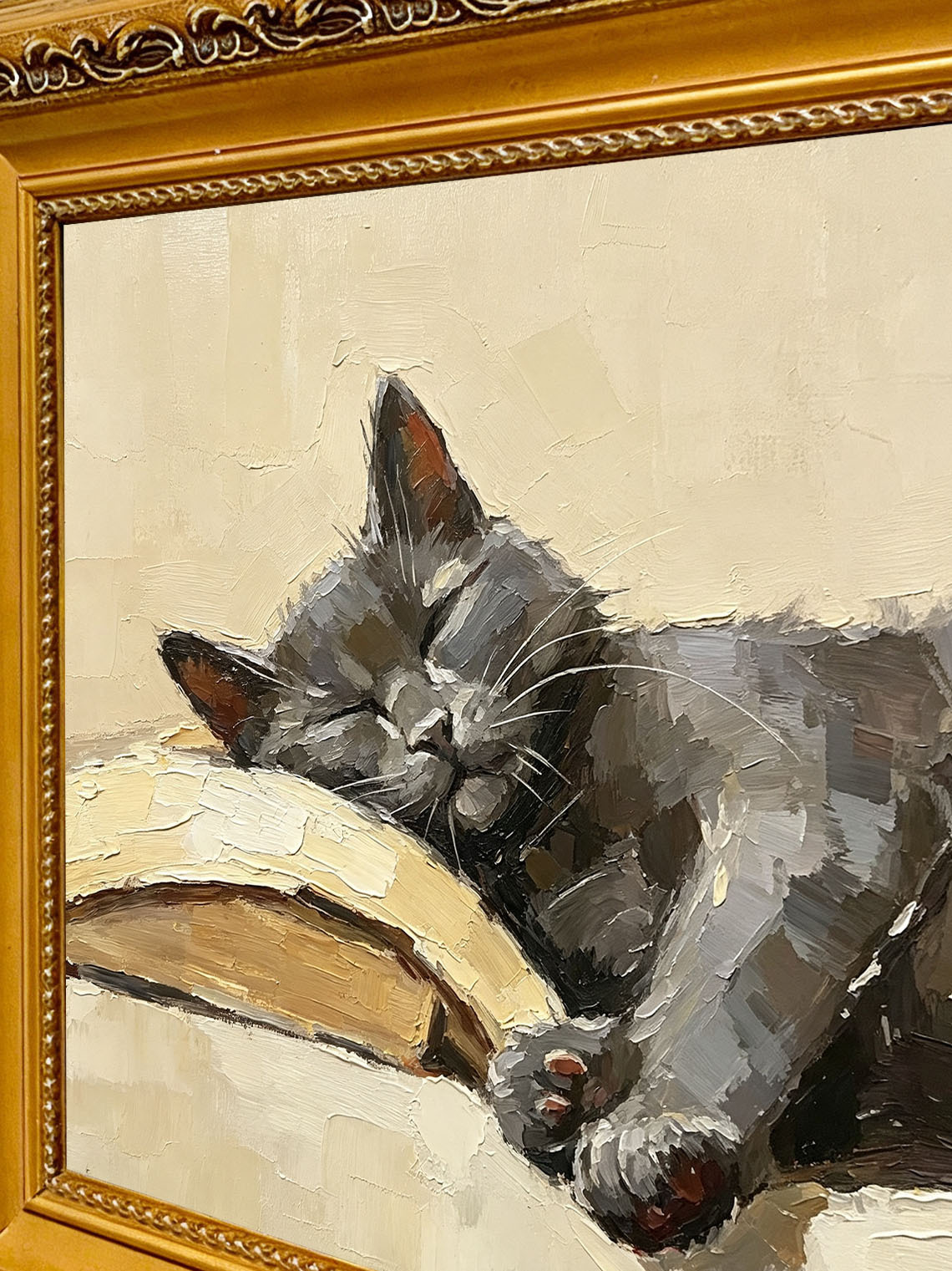 Sleeping Cat Book Dining Room Wall Art, Custom oil painting from photo ,Gift for Friend