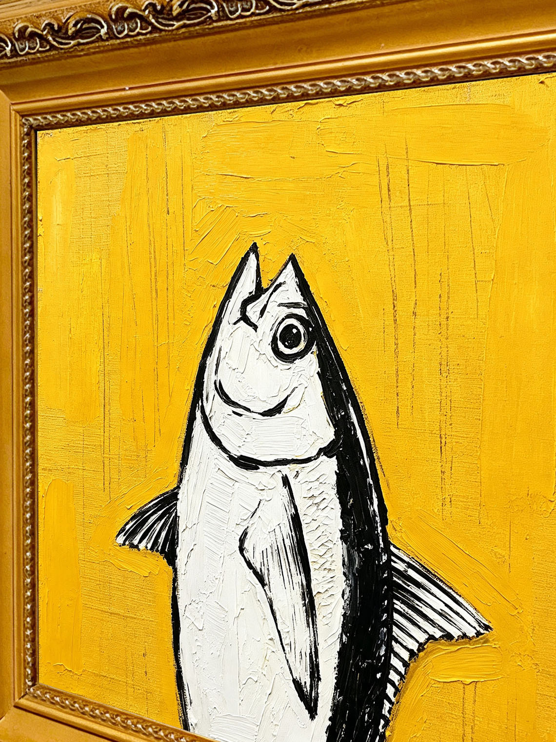 Fish Hands Yellow Oil Painting,Dining Room Wall Art ,Custom oil painting from photo, Gift for Friend