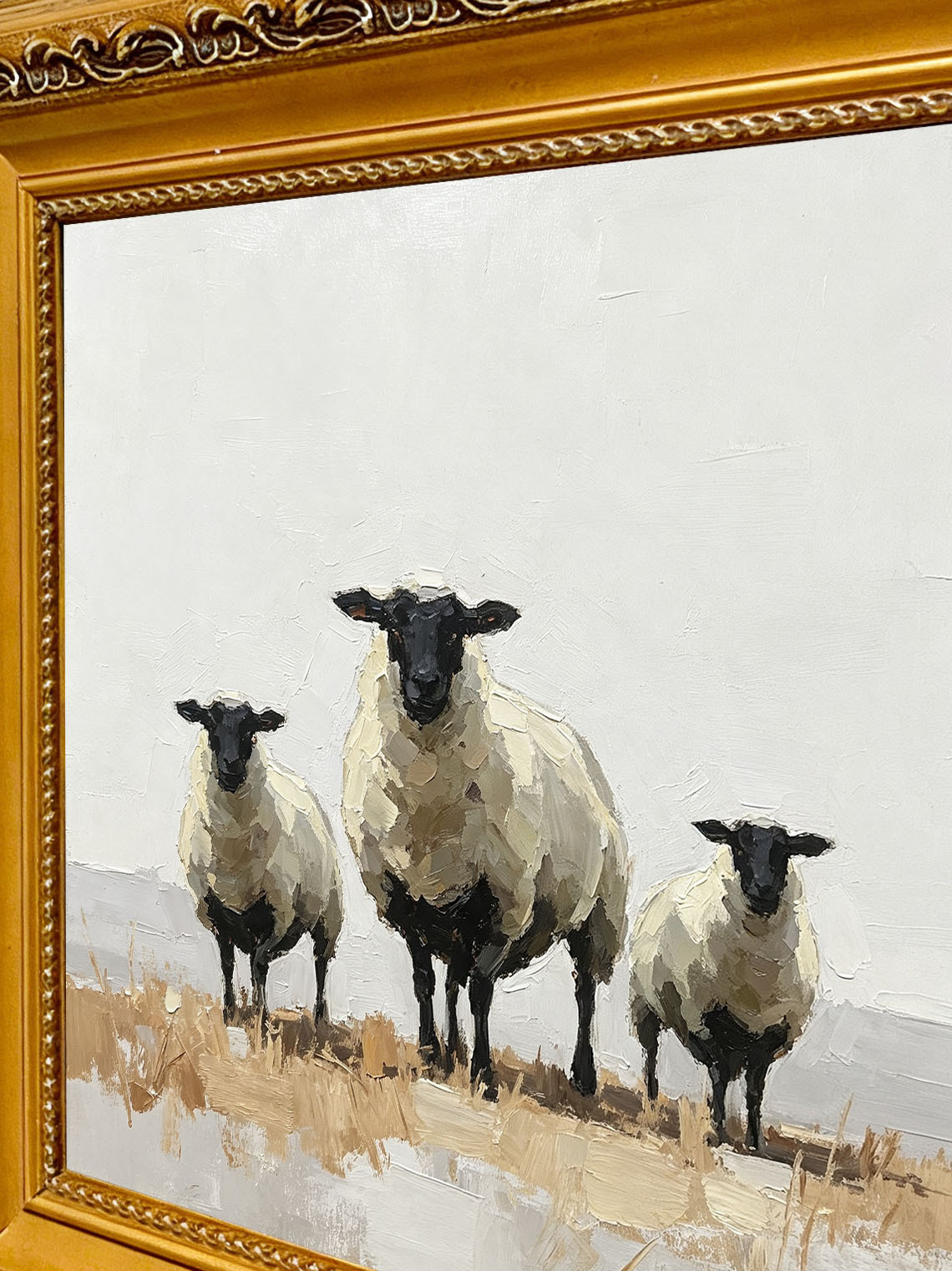 Sheep Family Meadow Oil Painting, Dining Room Wall Art,Custom oil painting from photo, Gift for Friend