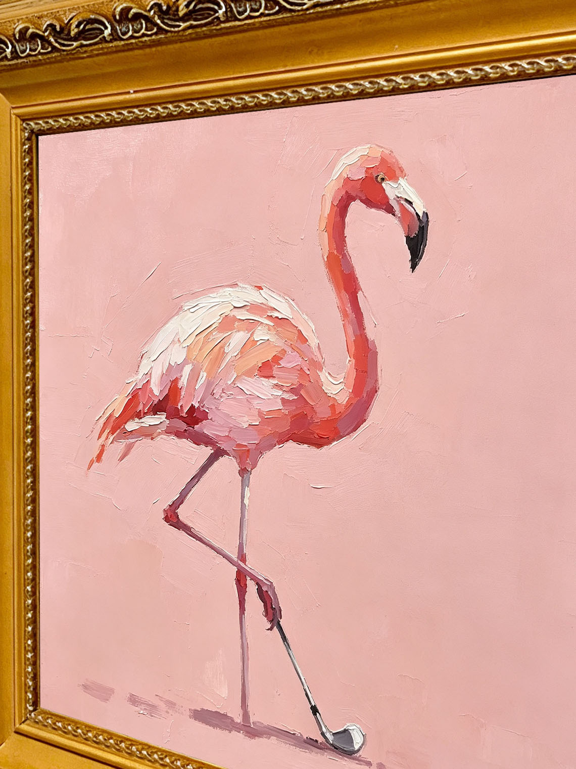 Pink Flamingo Bird Oil Painting, Dining Room Wall Art, Custom oil painting from photo, Gift for Friend