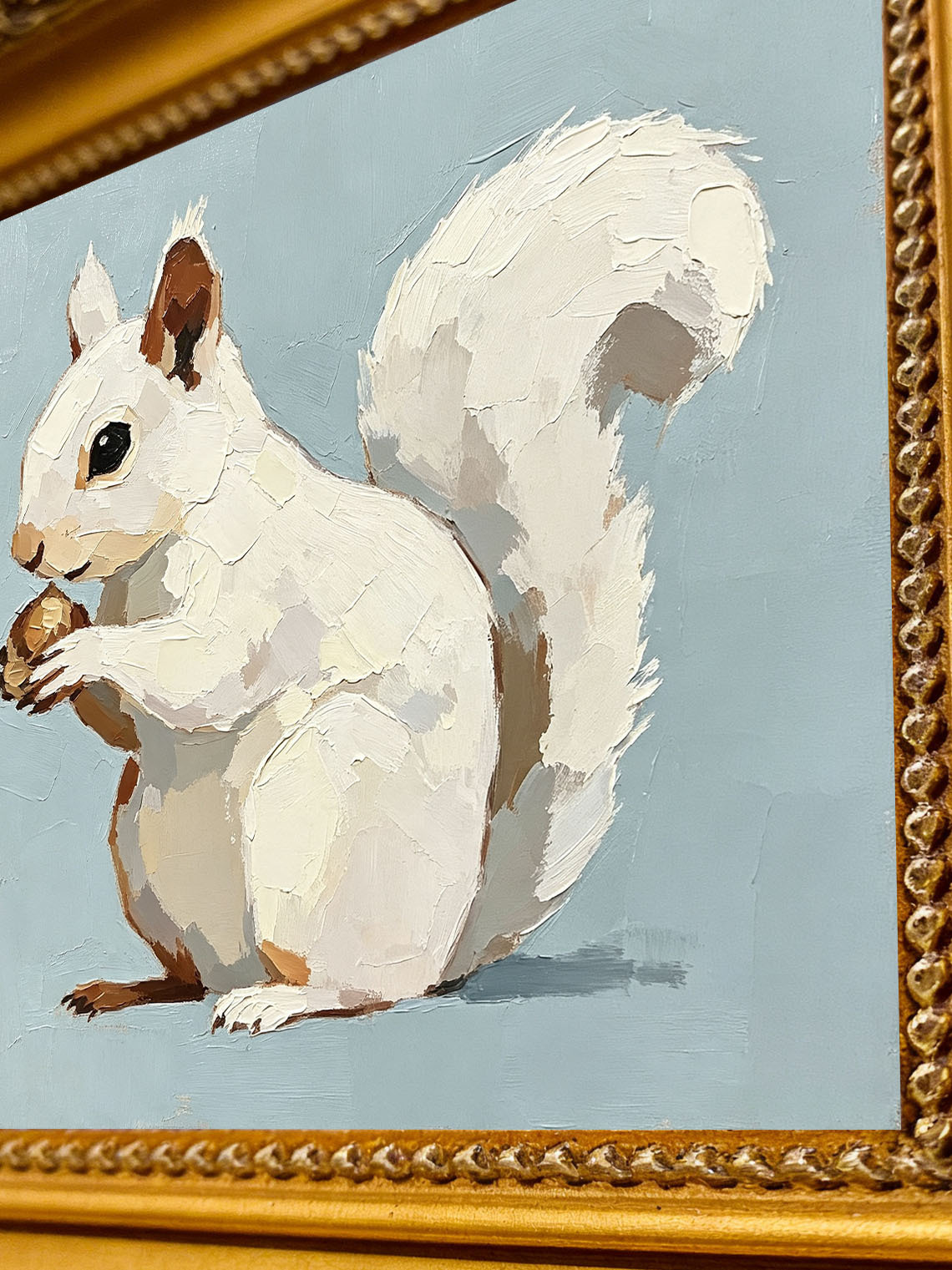 White Squirrel Acorn, Dining Room Wall Art ,Custom Oil Painting from photo,Gift for friend