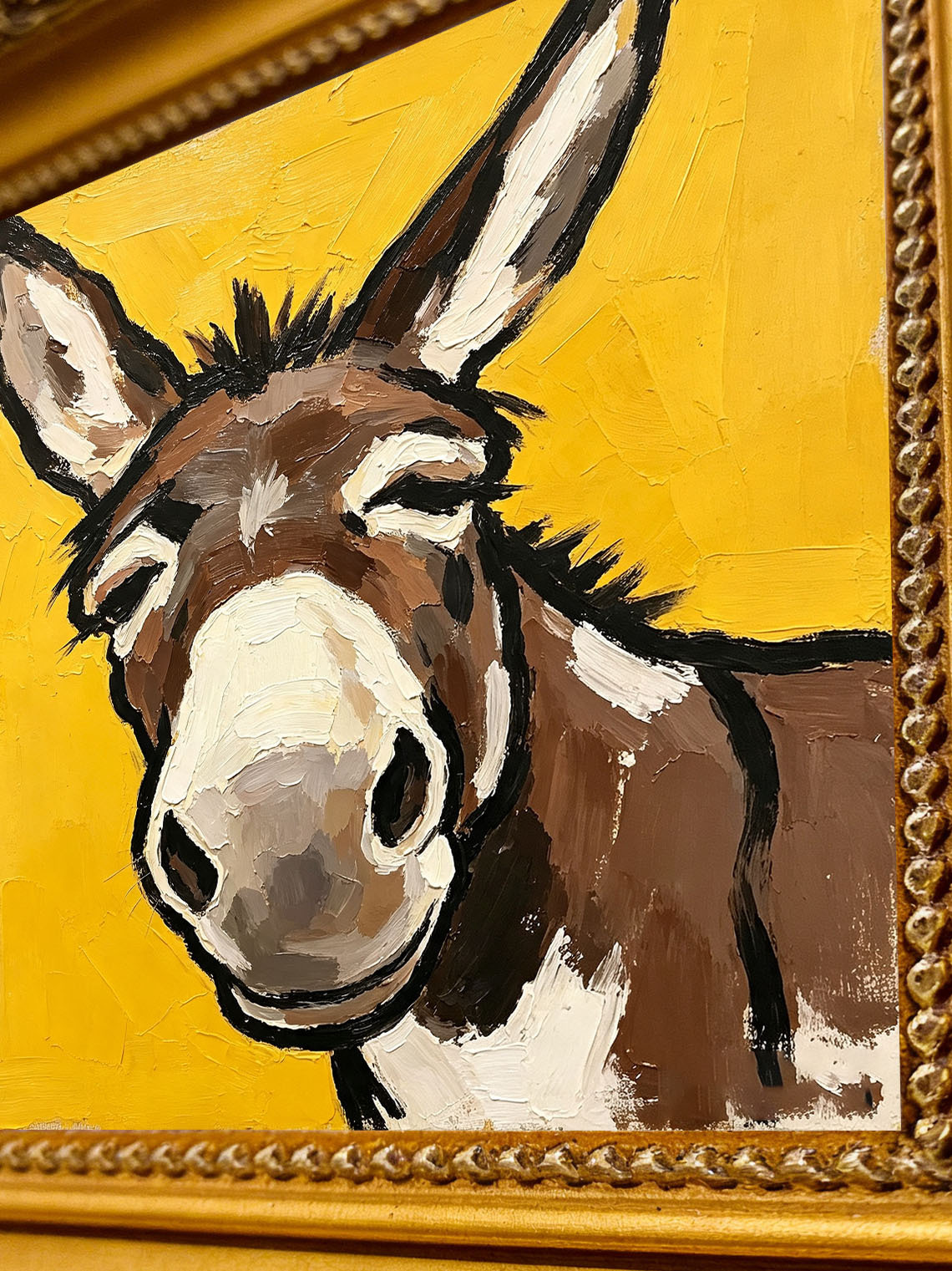 Donkey Portrait Yellow Oil Painting,Dining Room Wall Art, Custom oil painting from photo, Gift for Friend