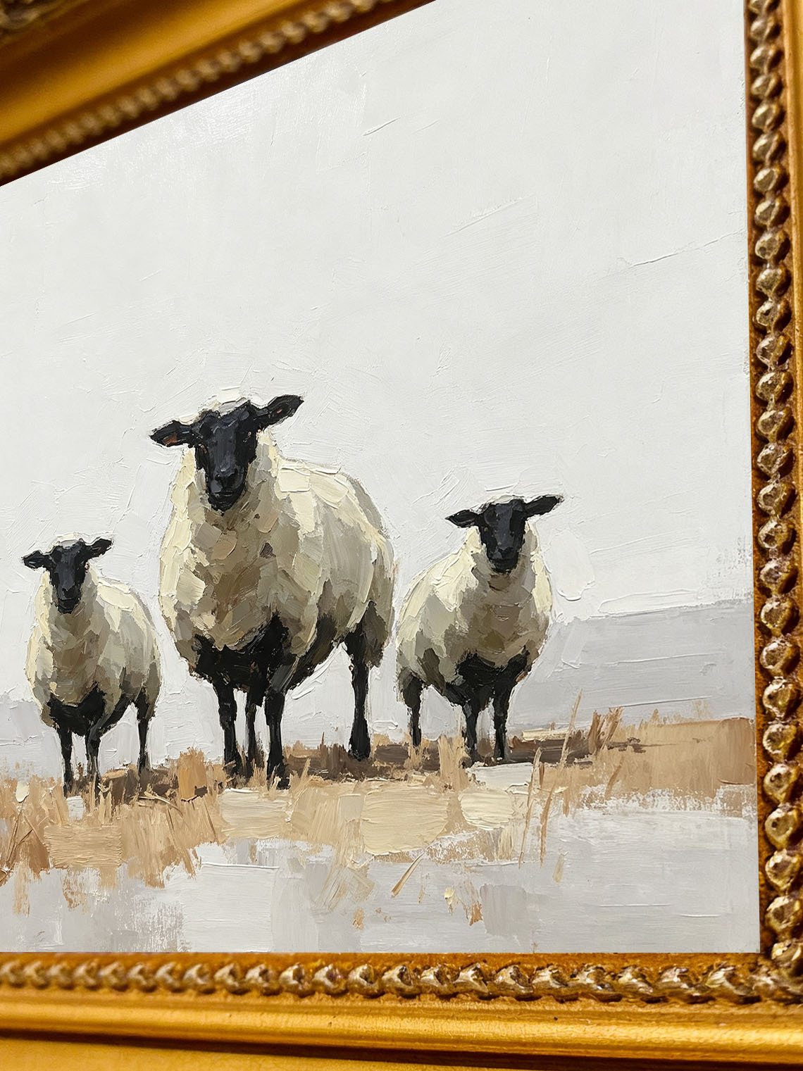 Sheep Family Meadow Oil Painting, Dining Room Wall Art,Custom oil painting from photo, Gift for Friend