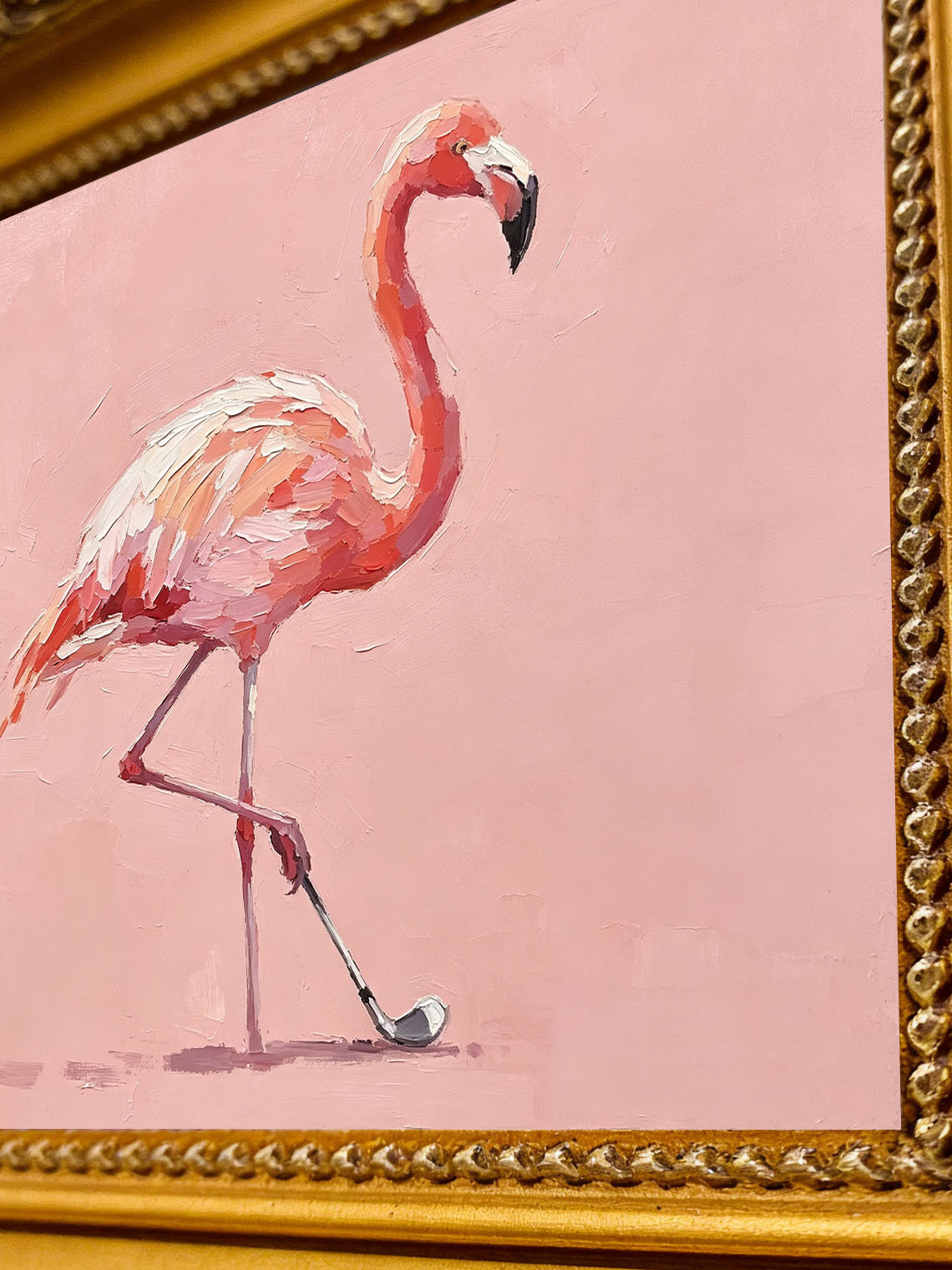Pink Flamingo Bird Oil Painting, Dining Room Wall Art, Custom oil painting from photo, Gift for Friend