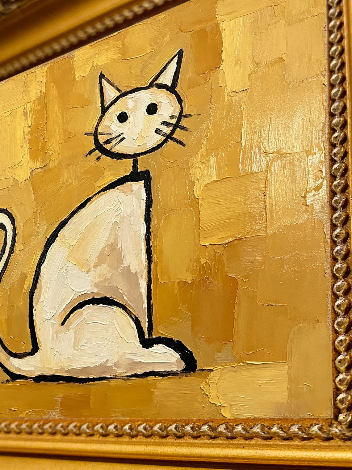 Gold Cat Sitting Oil Painting,Dining Room Wall Art, Custom oil painting from photo, Gift for Friend
