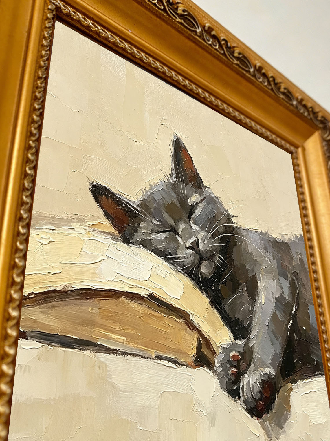 Sleeping Cat Book Dining Room Wall Art, Custom oil painting from photo ,Gift for Friend