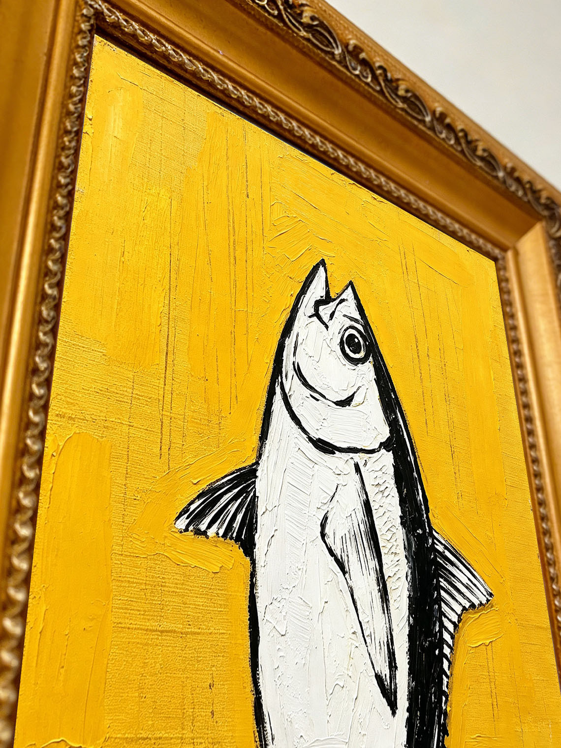 Fish Hands Yellow Oil Painting,Dining Room Wall Art ,Custom oil painting from photo, Gift for Friend
