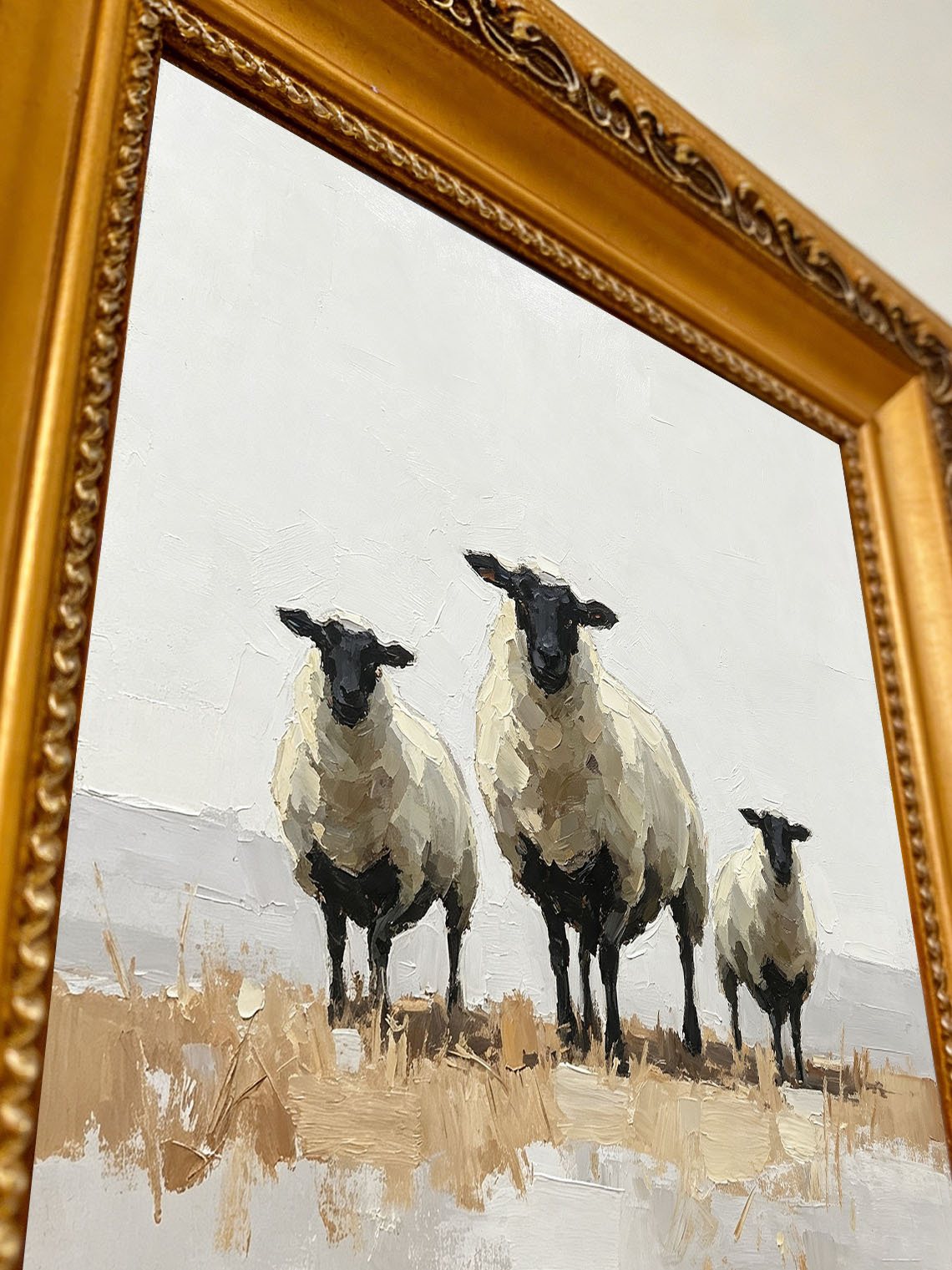 Sheep Family Meadow Oil Painting, Dining Room Wall Art,Custom oil painting from photo, Gift for Friend