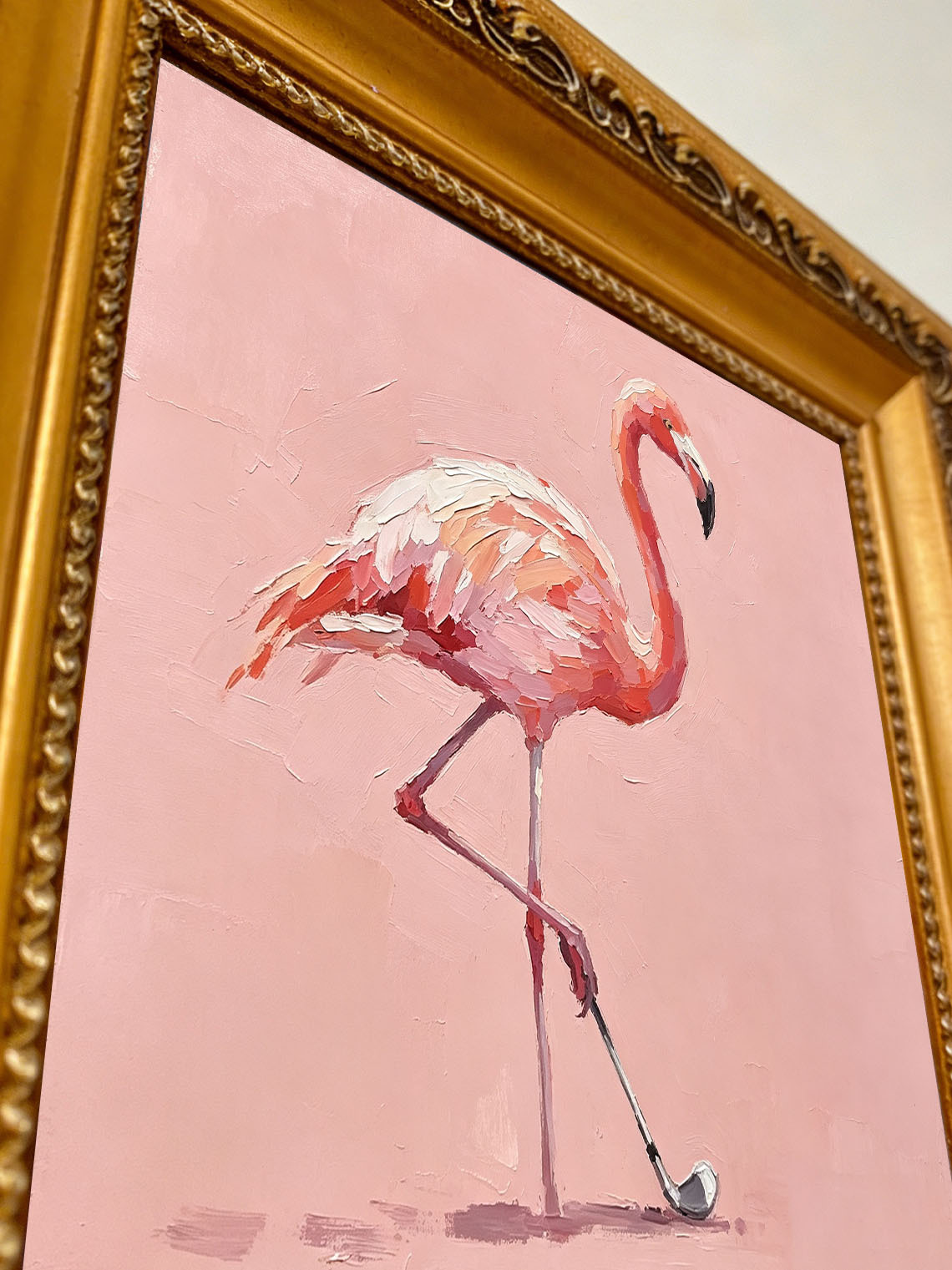 Pink Flamingo Bird Oil Painting, Dining Room Wall Art, Custom oil painting from photo, Gift for Friend