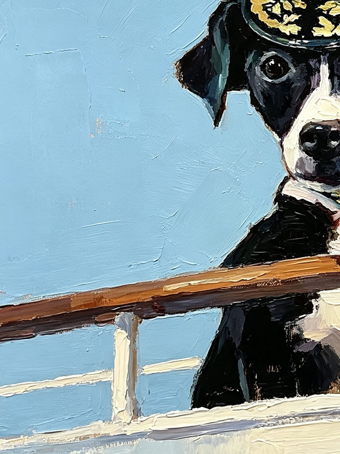 Dog Sailor Hat Boat Dining Room Wall Art,Custom Oil Painting from photo, Gift for friend