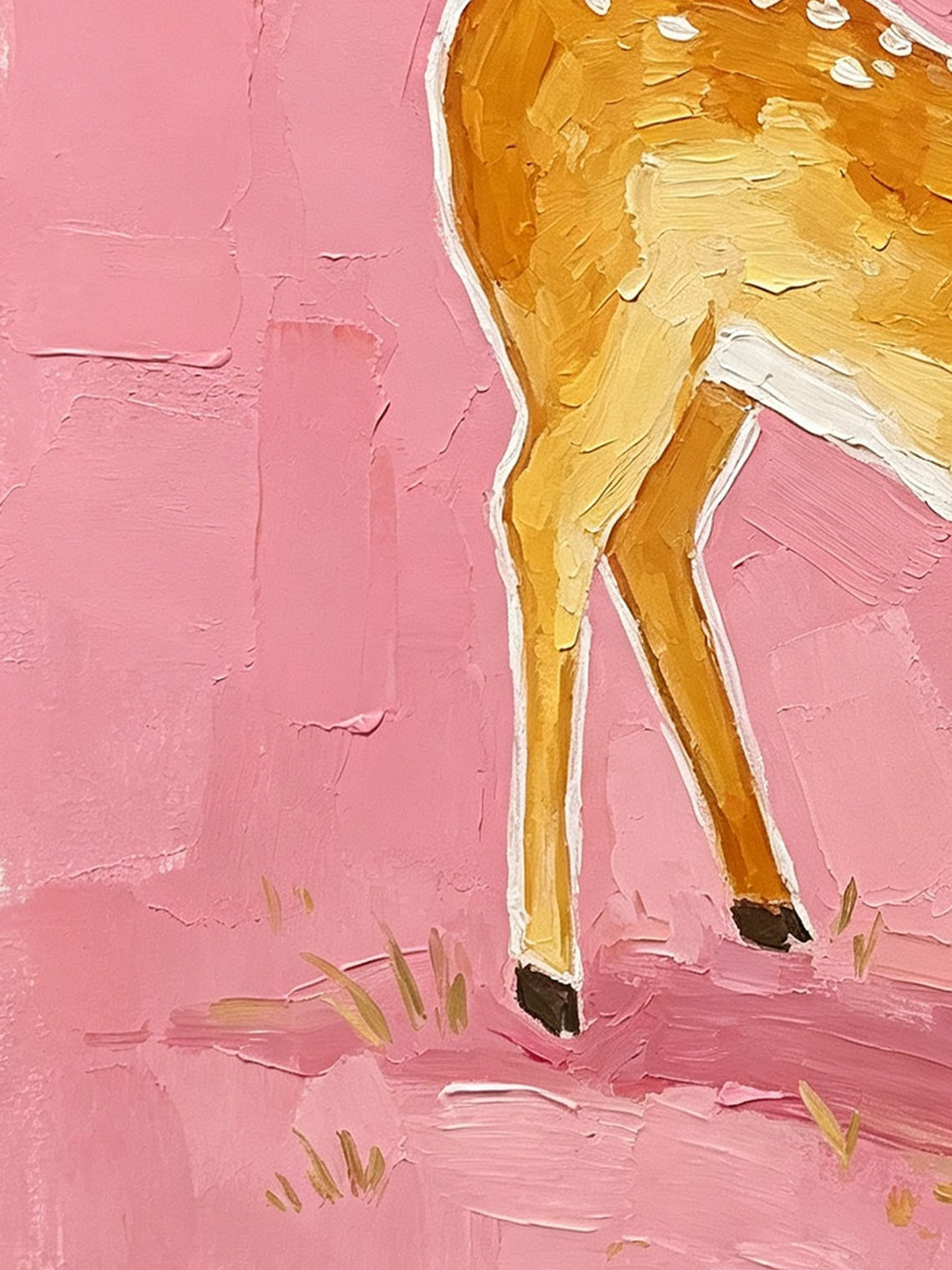 Pink Deer Fawn Oil Painting Dining Room Wall Art, Custom oil painting from photo ,Gift for Friend