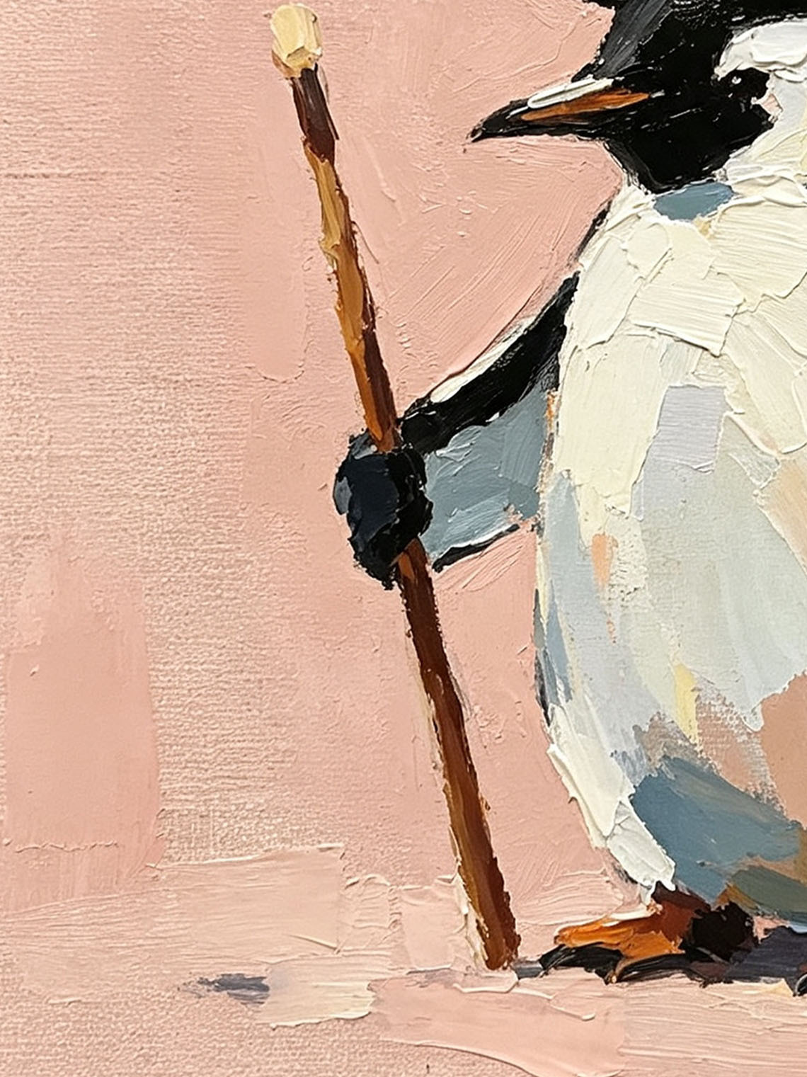Penguin Wizard Hat Oil Painting Dining Room Wall Art, Custom oil painting from photo, Gift for Friend