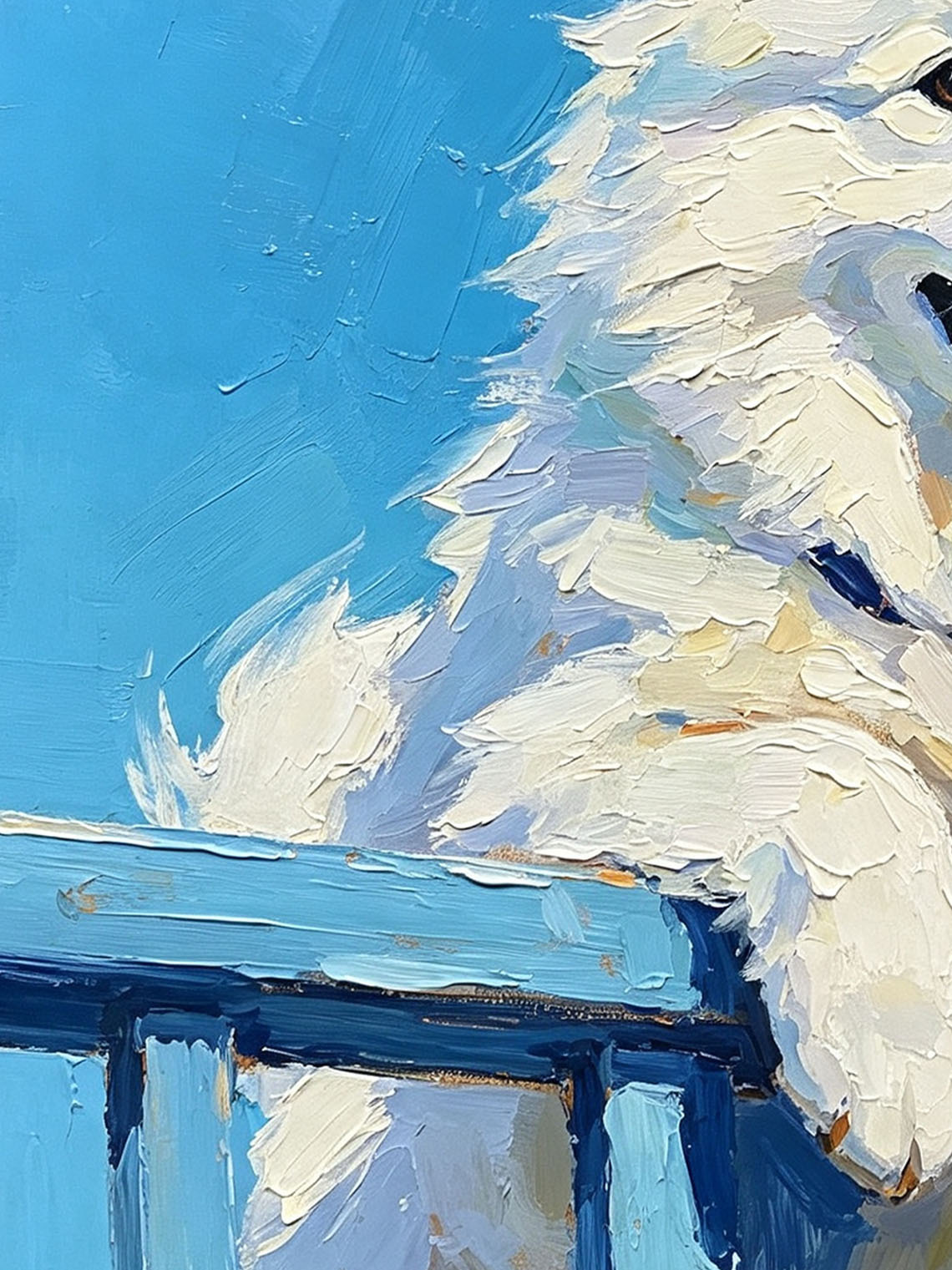 Samoyed Dog Blue Sky Oil Painting, Dining Room Wall Art, Custom oil painting from photo ,Gift for Friend