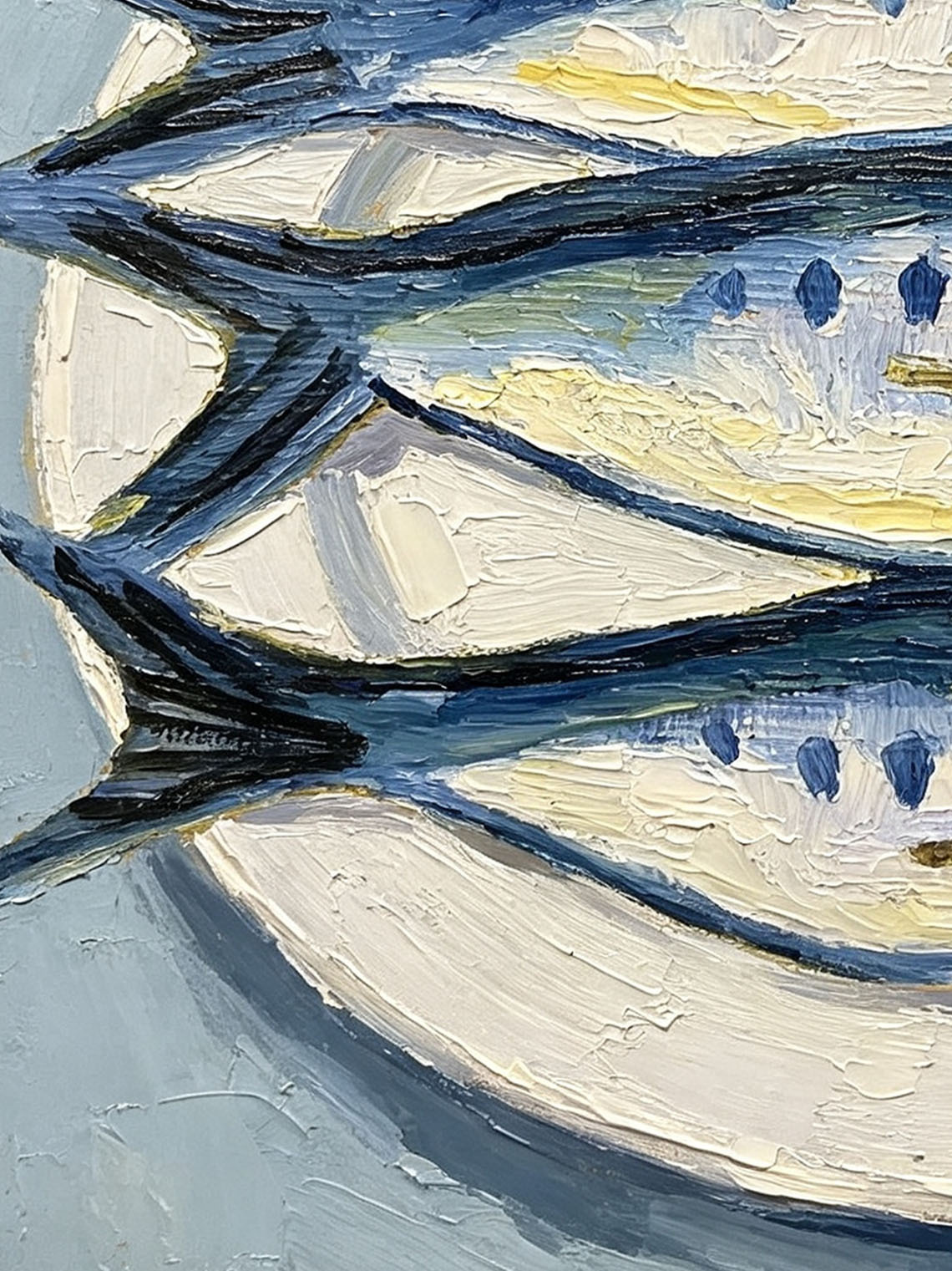 Three Sardines on Plate Oil Painting, Dining Room Wall Decor, Custom Oil Painting From Photo, Gift for Friend