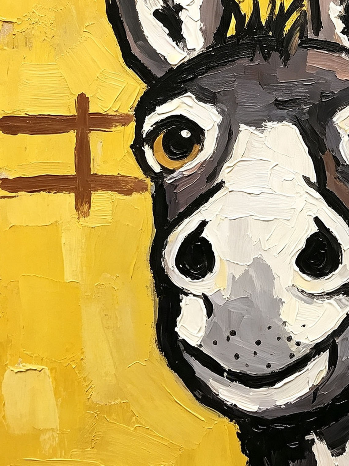 Donkey Fence Yellow Oil Painting,Dining Room Wall Art, Custom oil painting from photo, Gift for Friend
