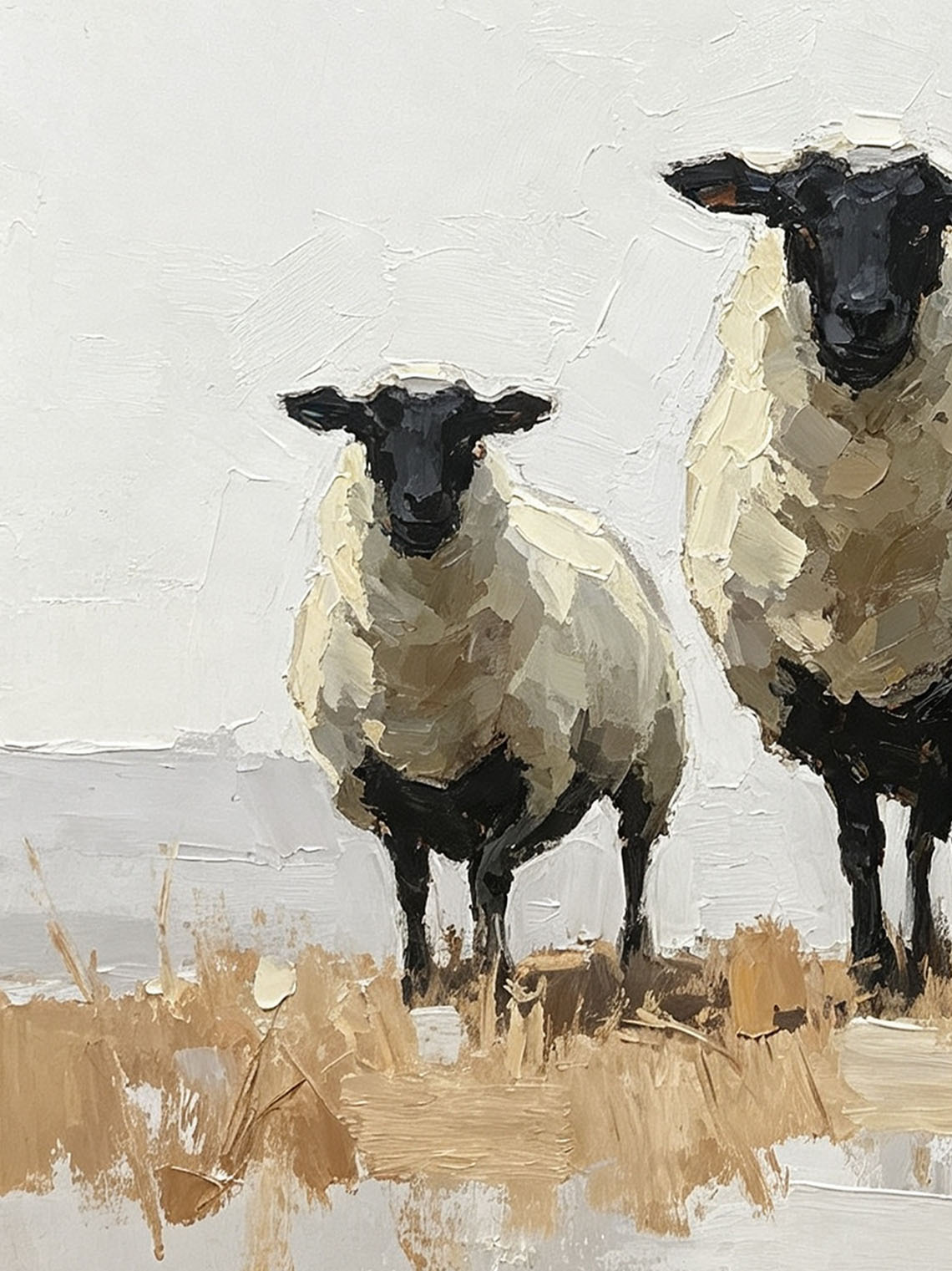 Sheep Family Meadow Oil Painting, Dining Room Wall Art,Custom oil painting from photo, Gift for Friend
