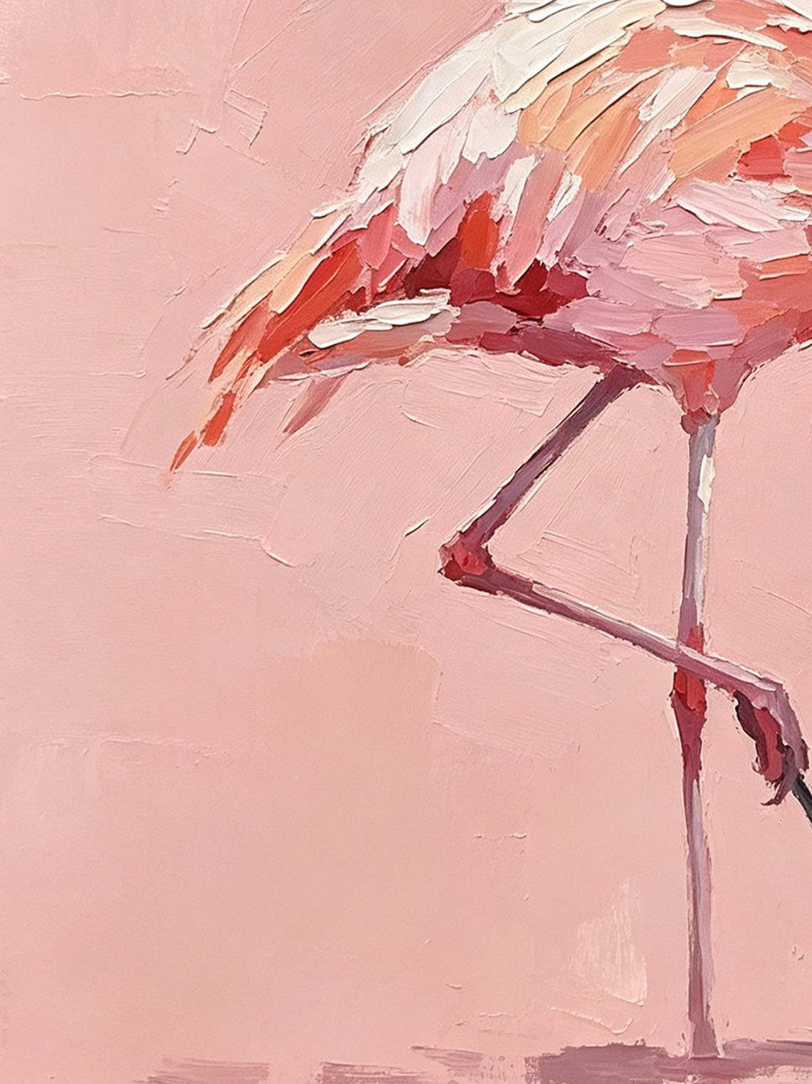 Pink Flamingo Bird Oil Painting, Dining Room Wall Art, Custom oil painting from photo, Gift for Friend