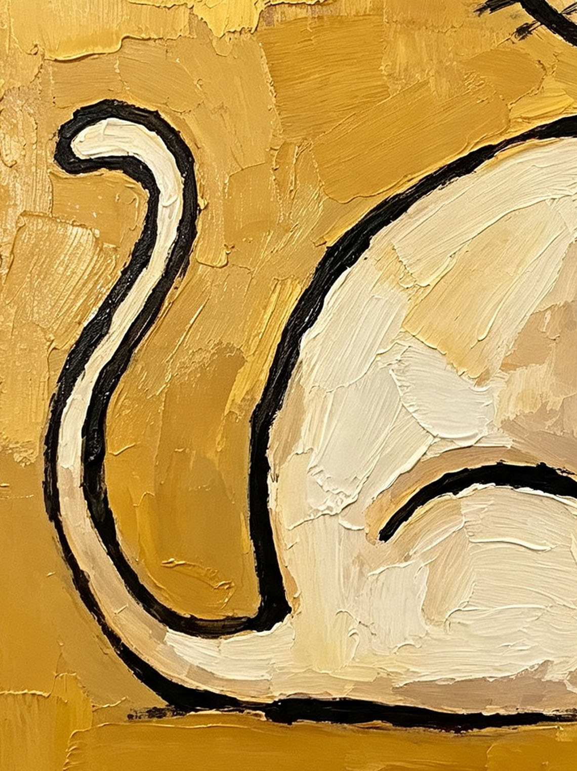 Gold Cat Sitting Oil Painting,Dining Room Wall Art, Custom oil painting from photo, Gift for Friend