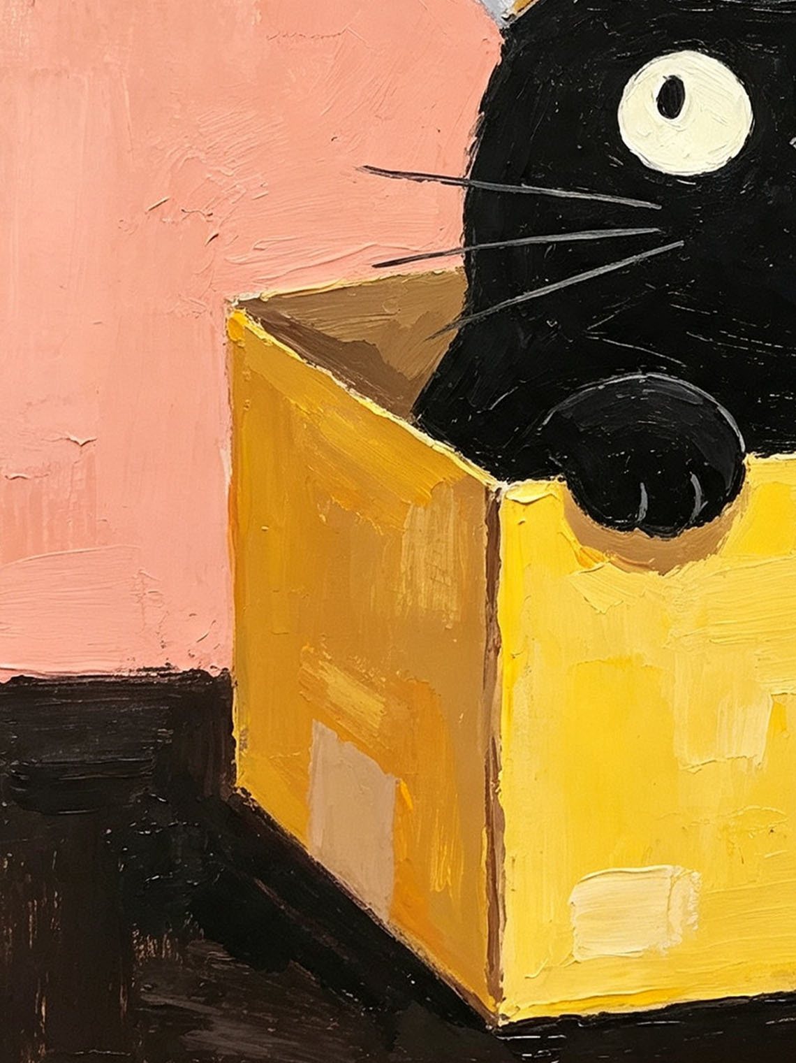 Black Cat Yellow Box, ,Dining Room Wall Art,  Custom Oil Painting from photo,Gift for friends