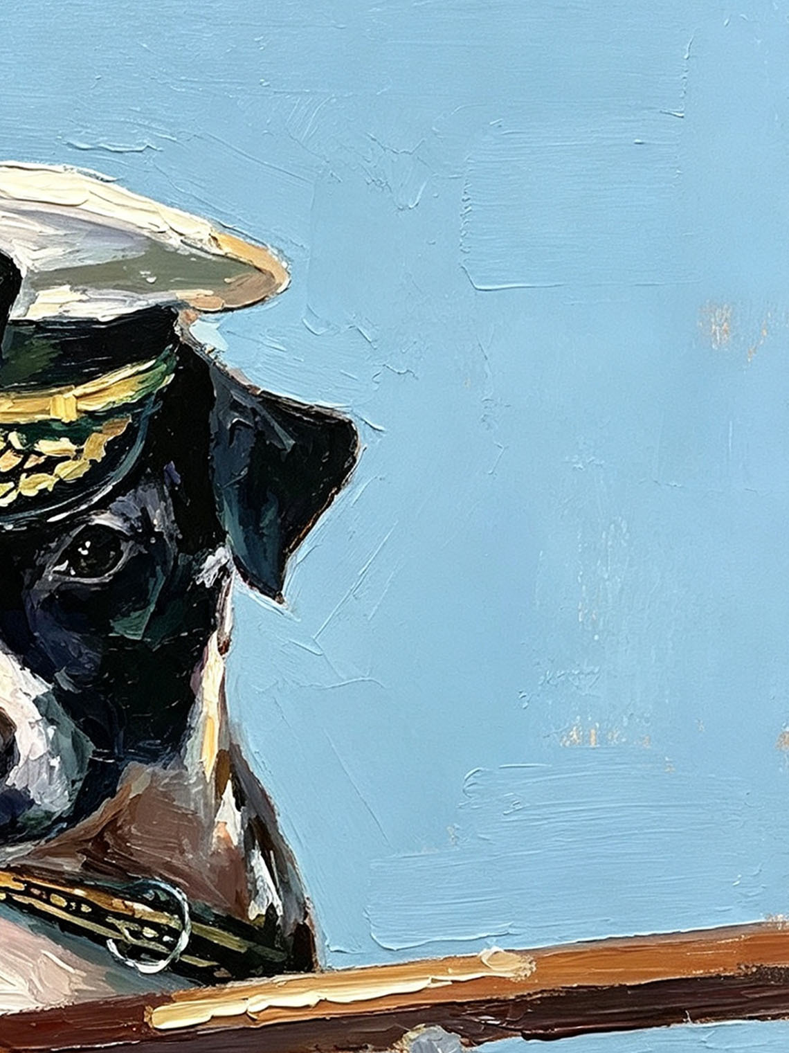 Dog Sailor Hat Boat Dining Room Wall Art,Custom Oil Painting from photo, Gift for friend