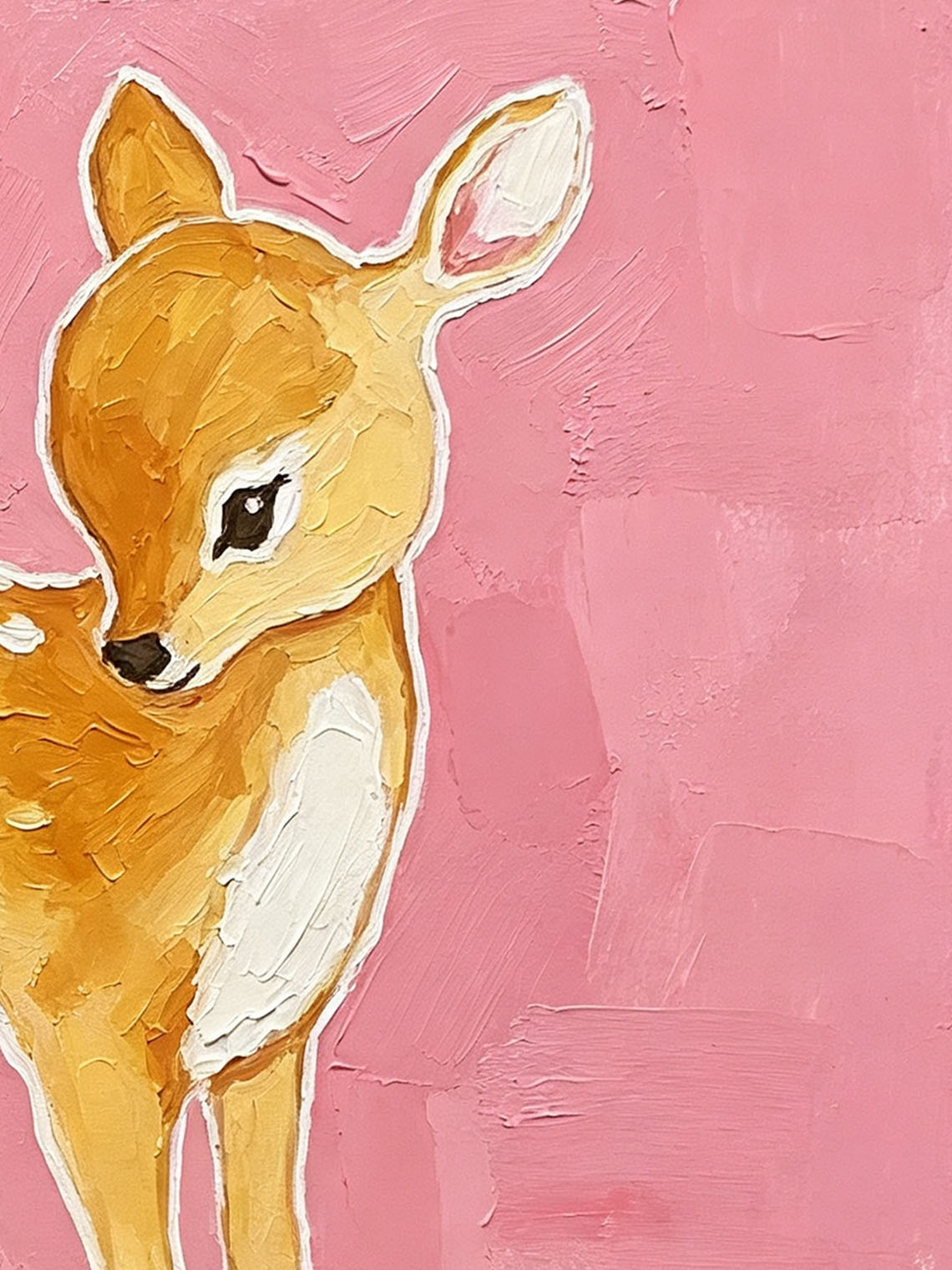 Pink Deer Fawn Oil Painting Dining Room Wall Art, Custom oil painting from photo ,Gift for Friend