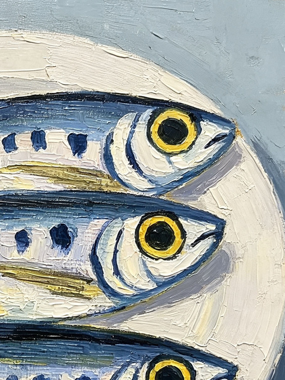 Three Sardines on Plate Oil Painting, Dining Room Wall Decor, Custom Oil Painting From Photo, Gift for Friend