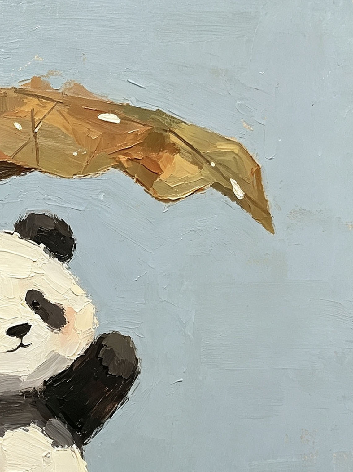Panda Umbrella Oil Painting,Dining Room Wall Art, Custom oil painting from photo, Gift for Friend