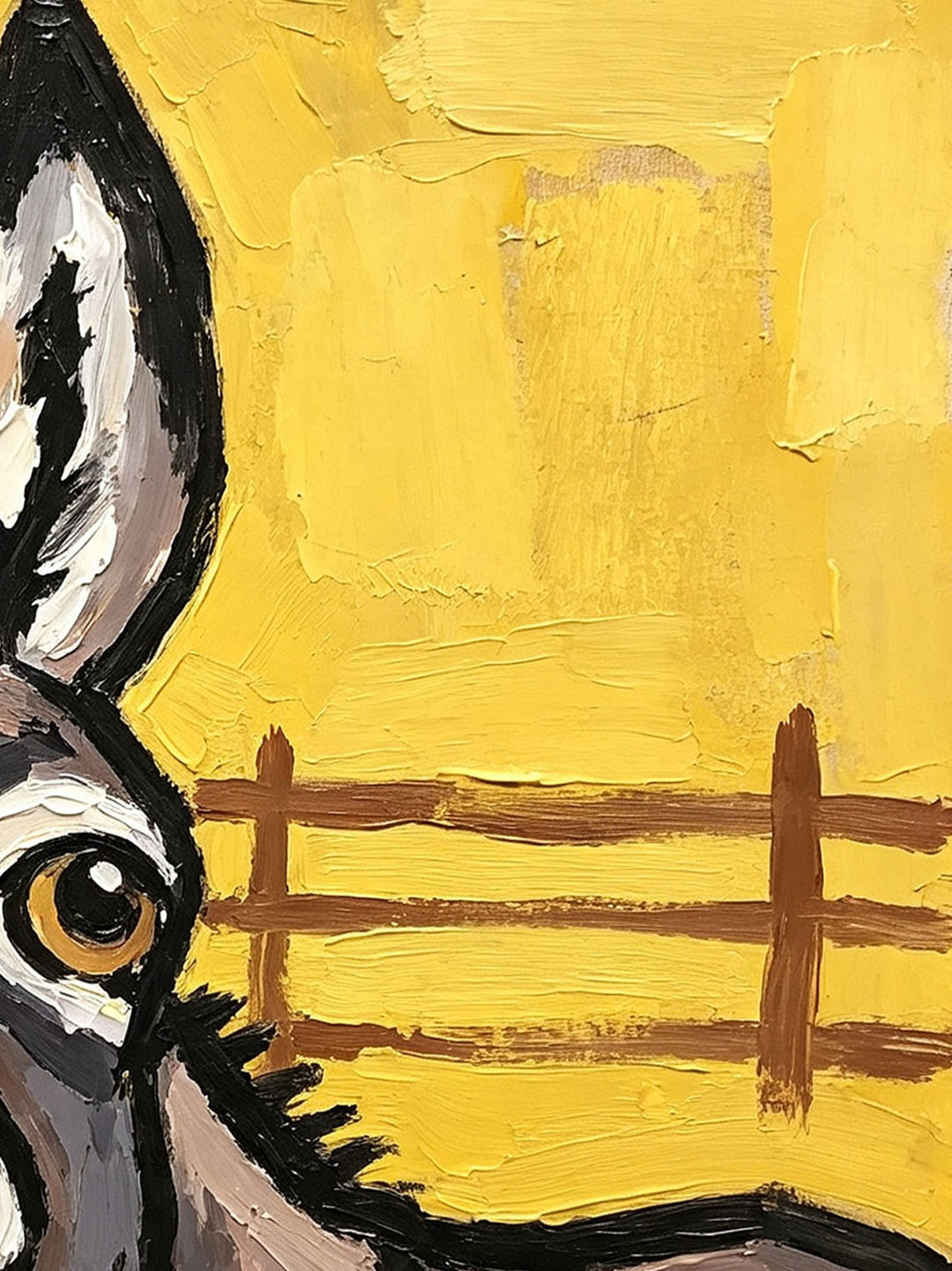 Donkey Fence Yellow Oil Painting,Dining Room Wall Art, Custom oil painting from photo, Gift for Friend