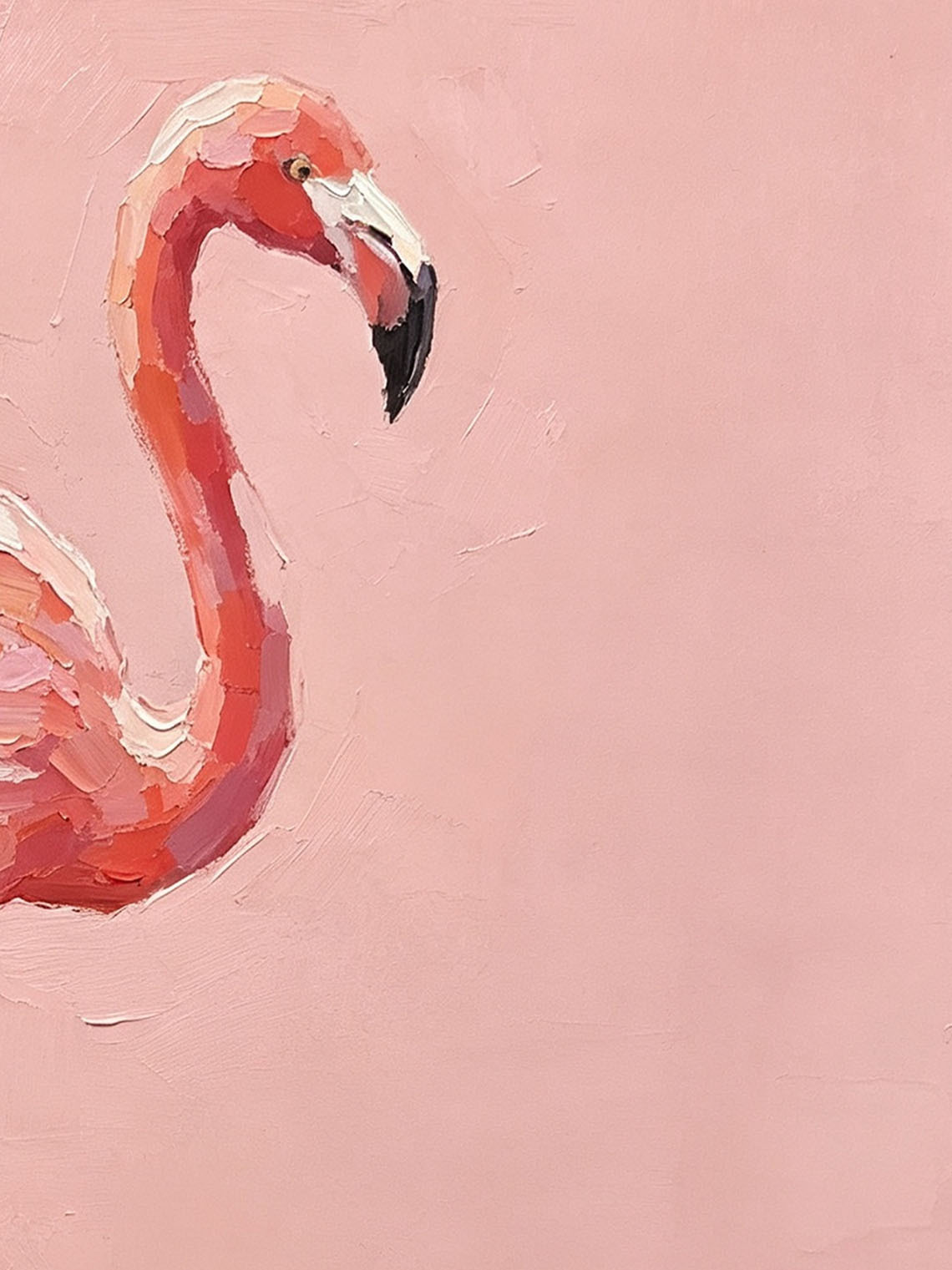 Pink Flamingo Bird Oil Painting, Dining Room Wall Art, Custom oil painting from photo, Gift for Friend