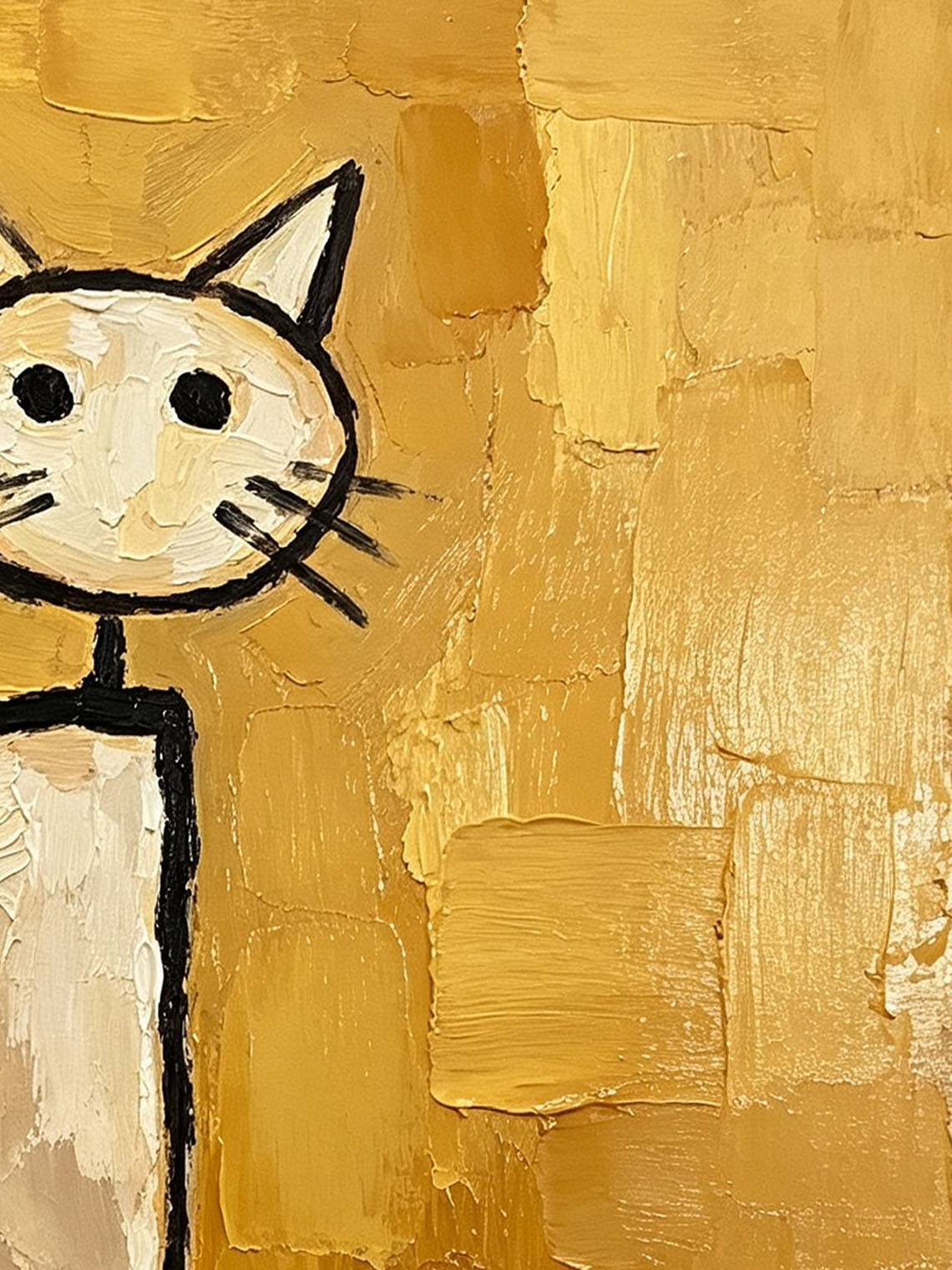 Gold Cat Sitting Oil Painting,Dining Room Wall Art, Custom oil painting from photo, Gift for Friend
