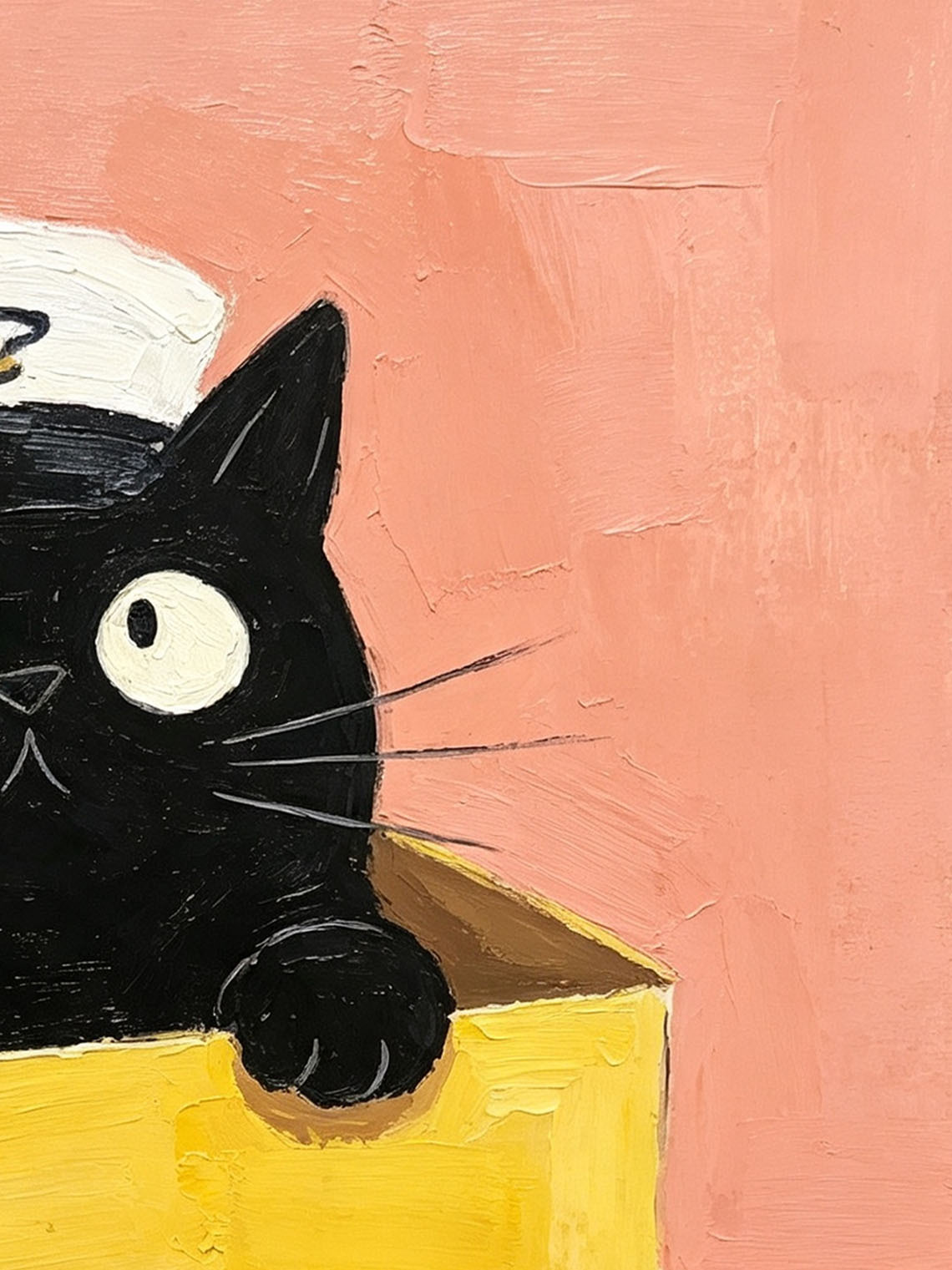 Black Cat Yellow Box, ,Dining Room Wall Art,  Custom Oil Painting from photo,Gift for friends