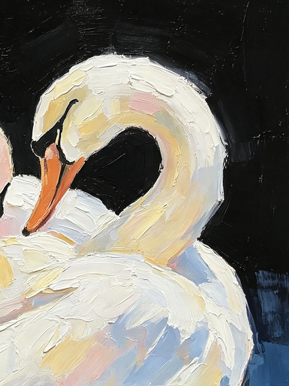 Romantic Pair White Swans Animal Portrait custom oil painting from photo, gift for friend, Size 4"×4"
