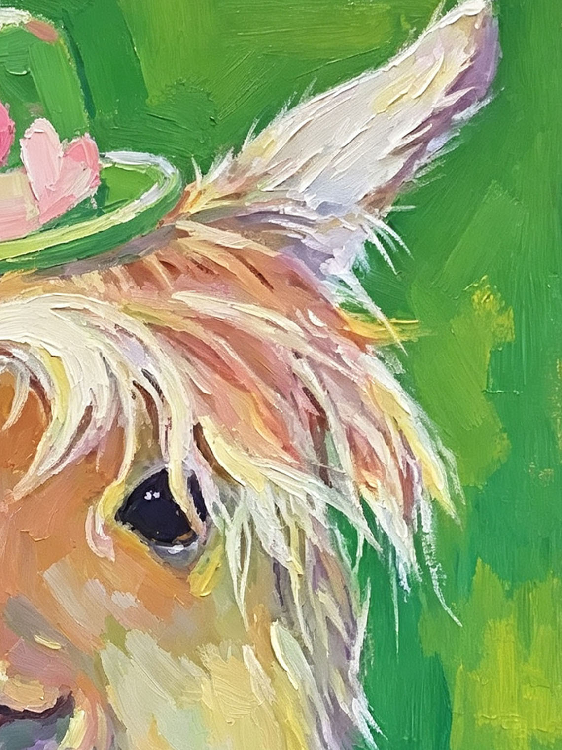 Cute Llama with Lovely Hat Animal Portrait custom oil painting from photo, gift for friend, Size 4"×4"