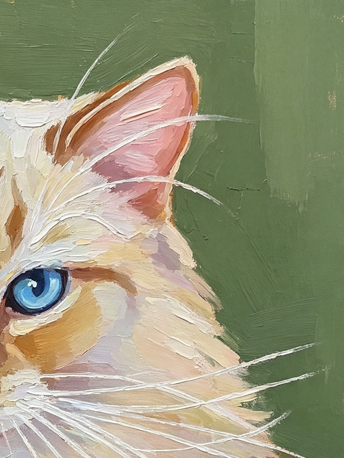 Long‑Haired Cat with Bright Blue Eyes Portrait custom oil painting from photo, gift for friend, Size 4"×4"