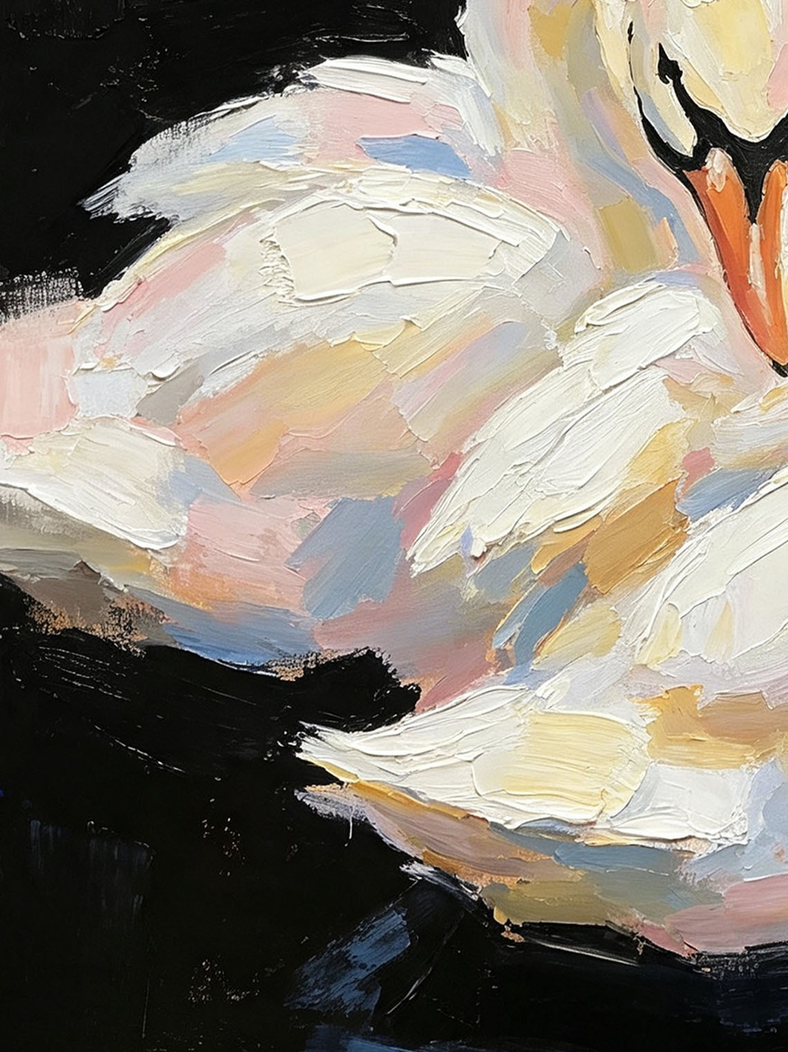 Romantic Pair White Swans Animal Portrait custom oil painting from photo, gift for friend, Size 4"×4"
