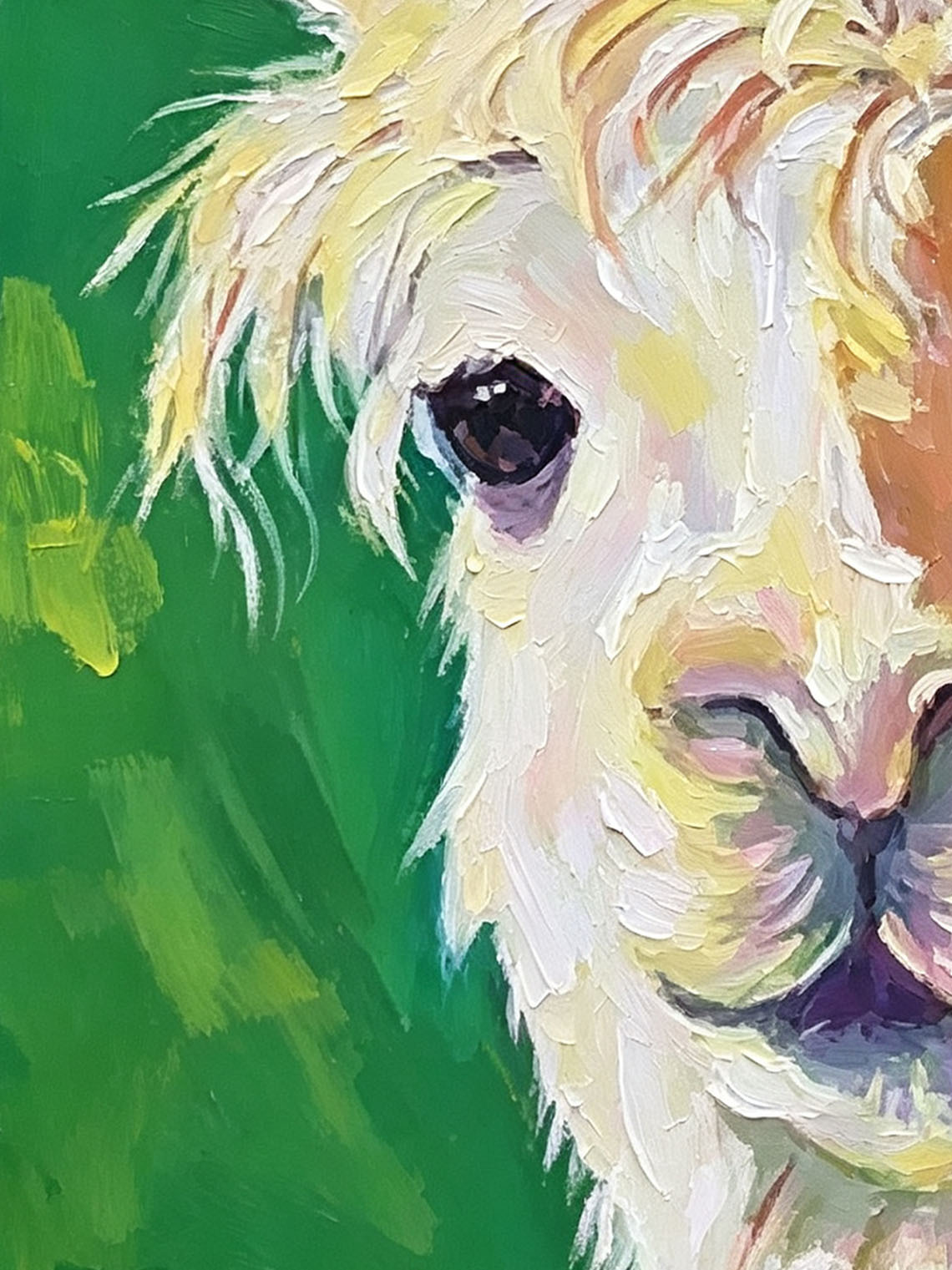 Cute Llama with Lovely Hat Animal Portrait custom oil painting from photo, gift for friend, Size 4"×4"