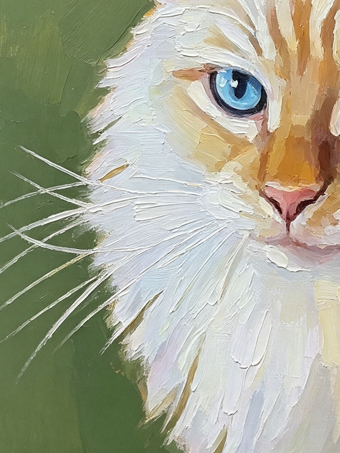 Long‑Haired Cat with Bright Blue Eyes Portrait custom oil painting from photo, gift for friend, Size 4"×4"