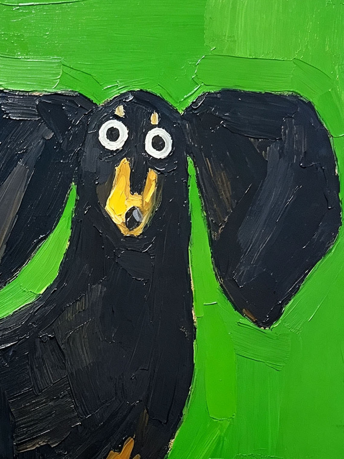 Cute Black Dachshund custom oil painting from photo, gift for friend, Size 4"×4"
