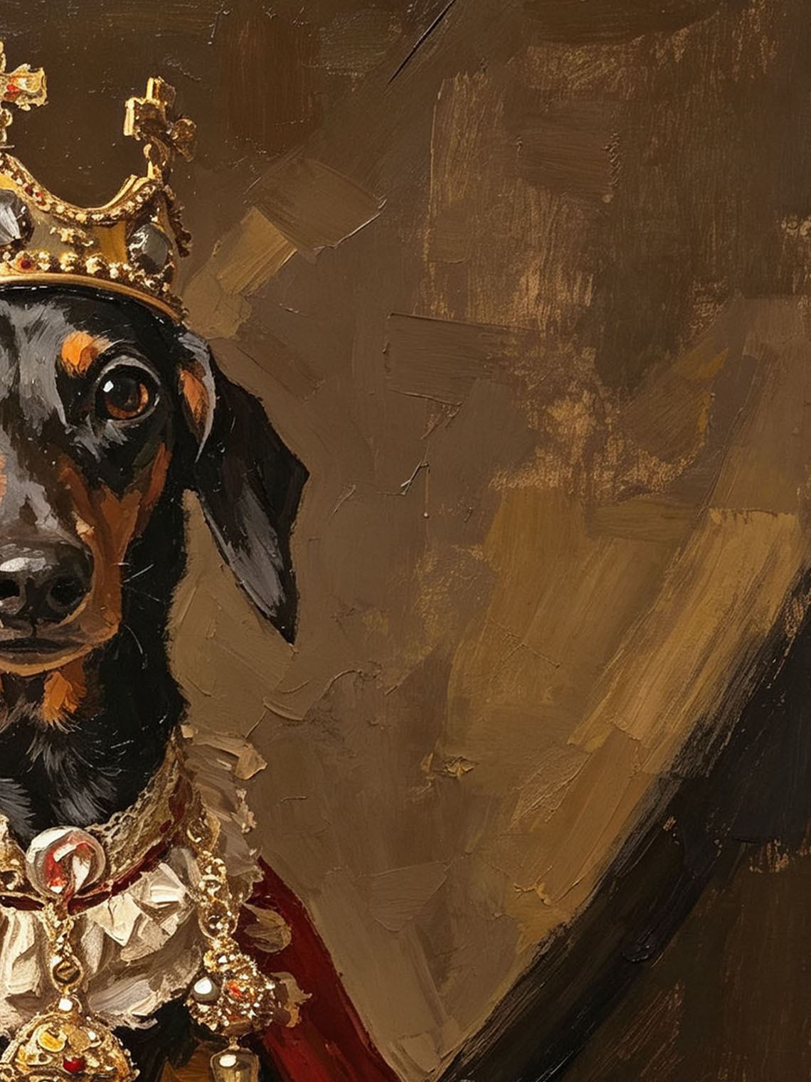 Royal Dachshund King custom oil painting from photo, gift for friend, Size 4"×4"