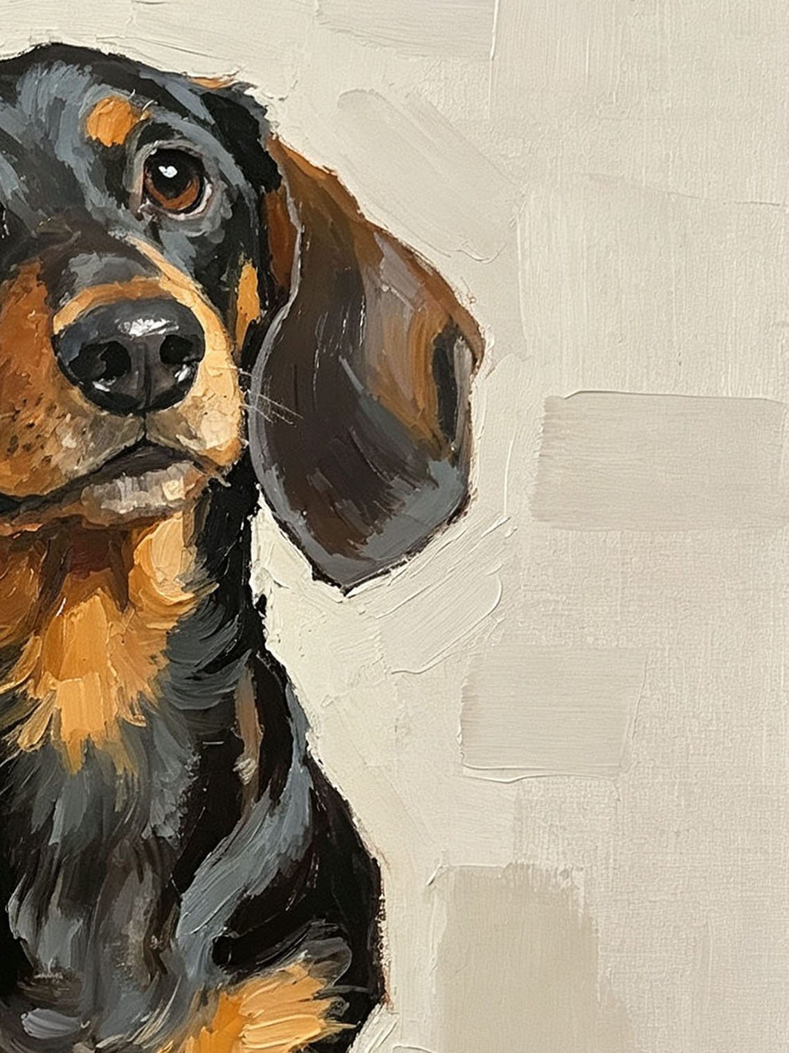 Sitting Dachshund Portrait custom oil painting from photo, gift for friend, Size 4"×4"