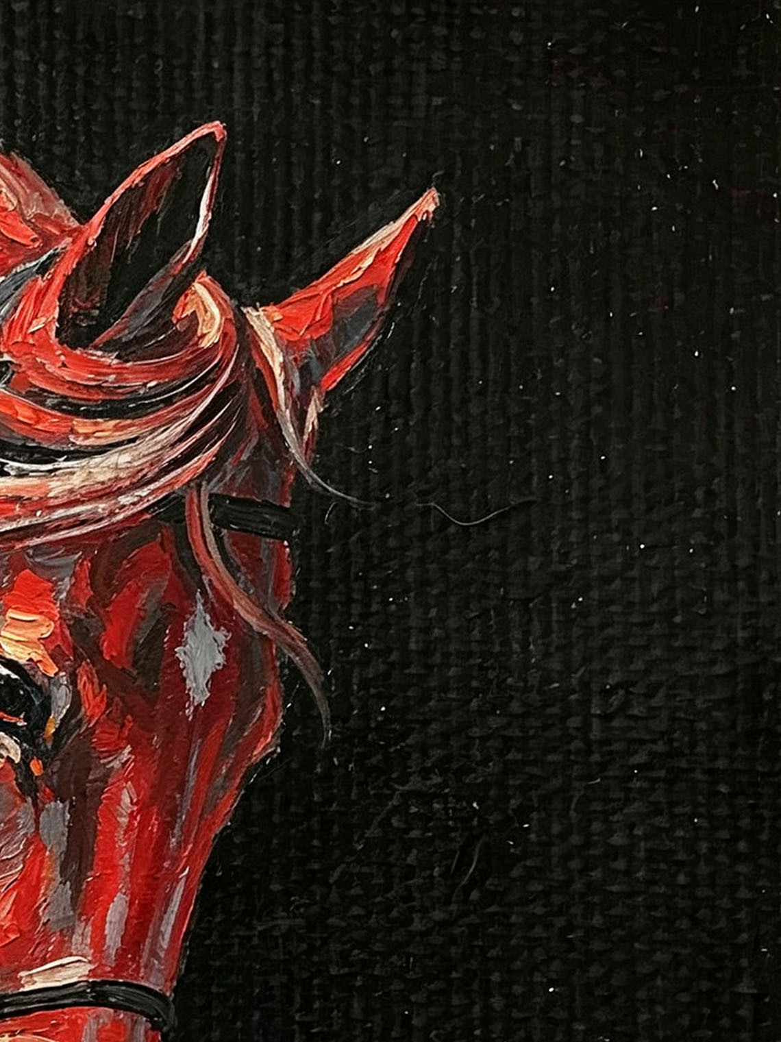 Red Horse Head Portrait custom oil painting from photo, gift for friend, Size 4"×4"