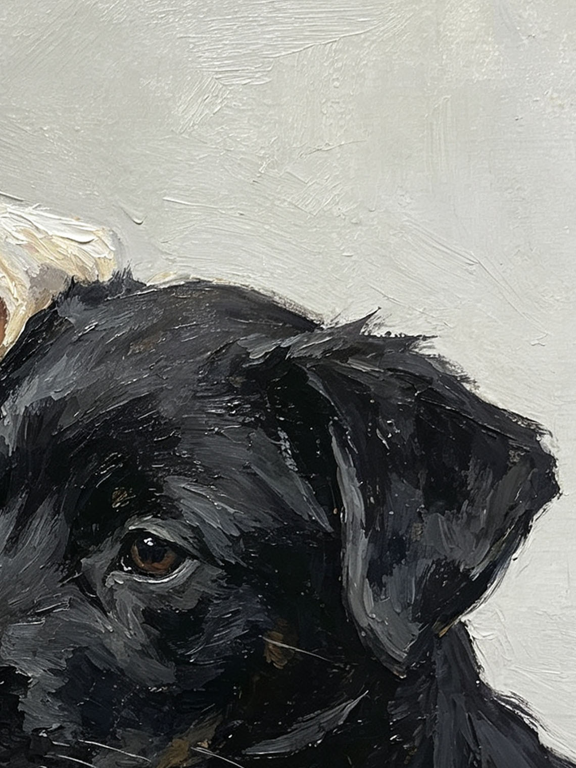Two Puppies Black White custom oil painting from photo, gift for friend, Size 4"×4"