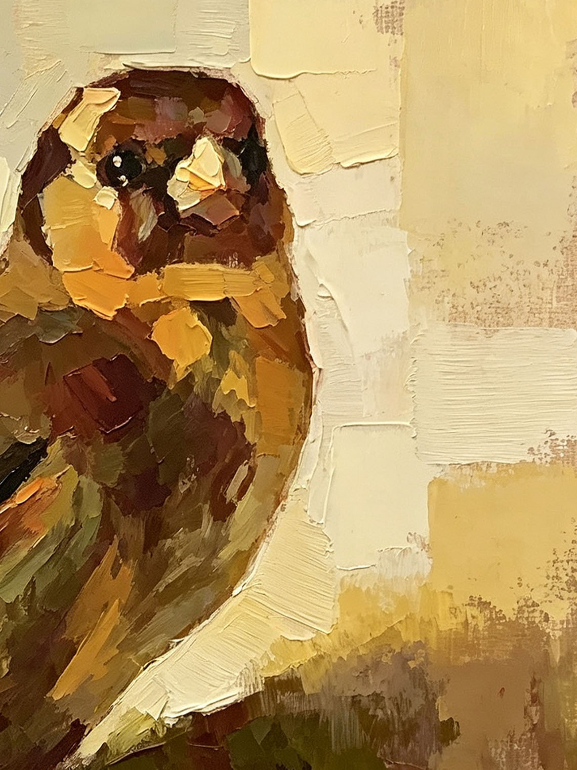 Small Bird On Branch custom oil painting from photo, gift for friend, Size 4"×4"