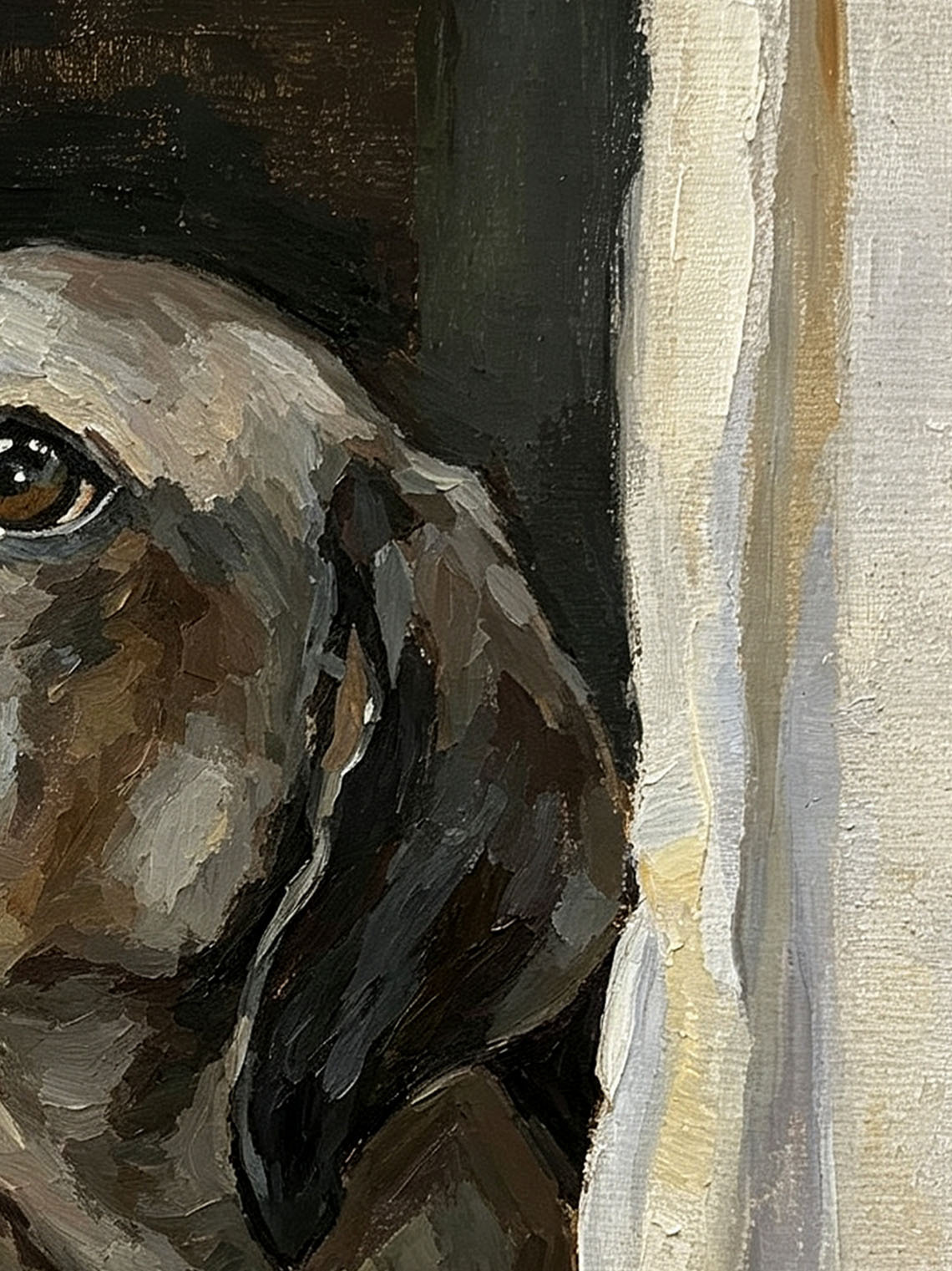 Dog Peeking Through Window custom oil painting from photo, gift for friend, Size 4"×4"