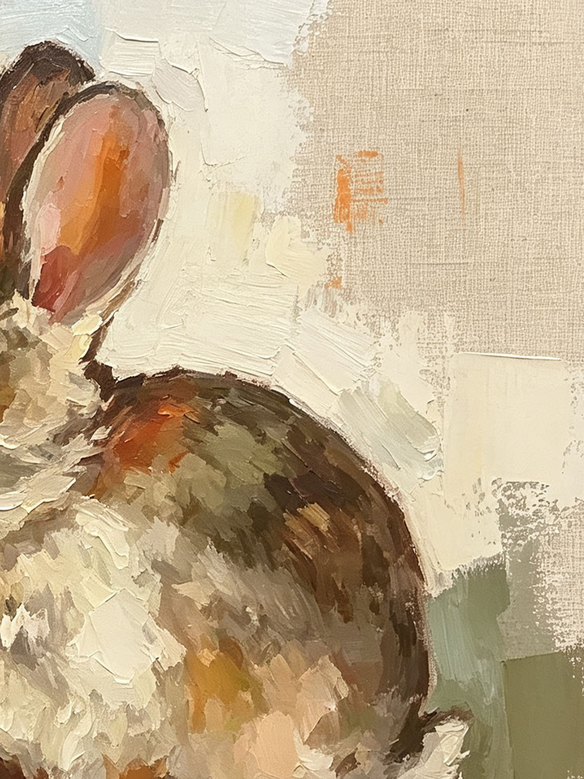 Brown Cottontail Rabbit Sitting On Stacked Old Books Soft Muted Background Custom oil painting from photo, Gift for friend，Size 4x4