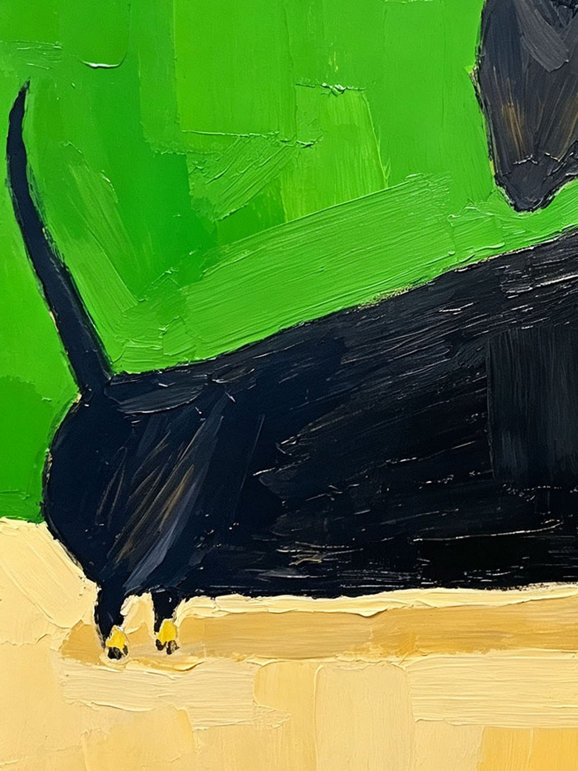Cute Black Dachshund custom oil painting from photo, gift for friend, Size 4"×4"