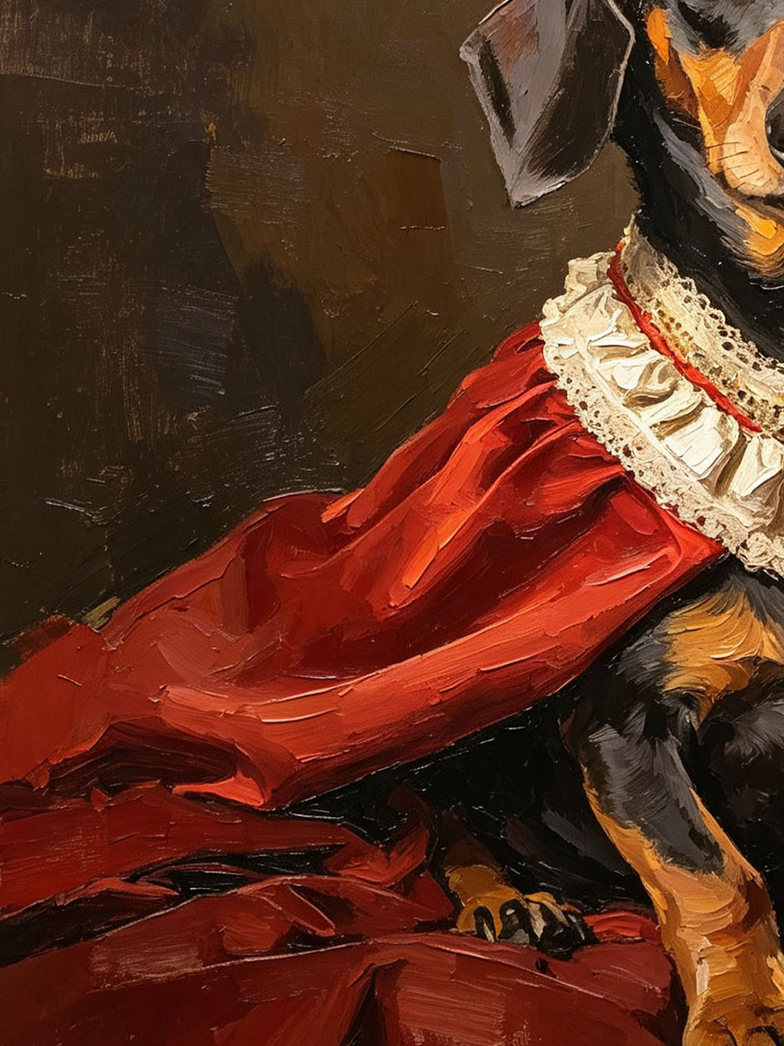 Royal Dachshund King custom oil painting from photo, gift for friend, Size 4"×4"
