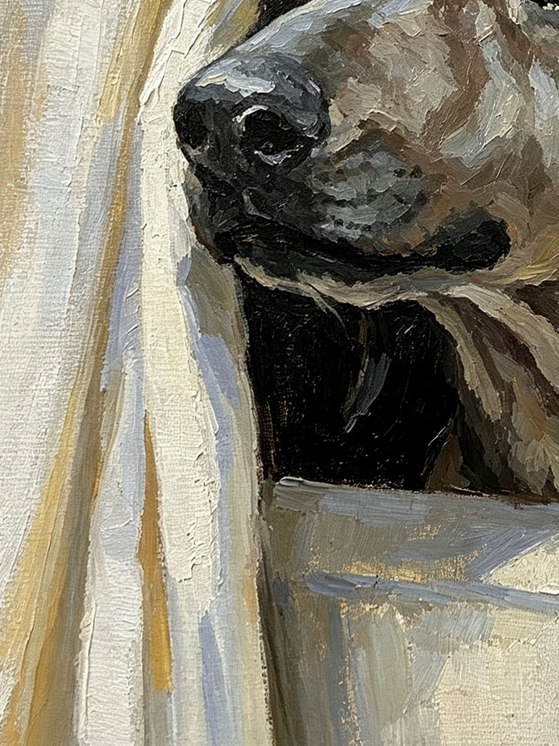 Dog Peeking Through Window custom oil painting from photo, gift for friend, Size 4"×4"