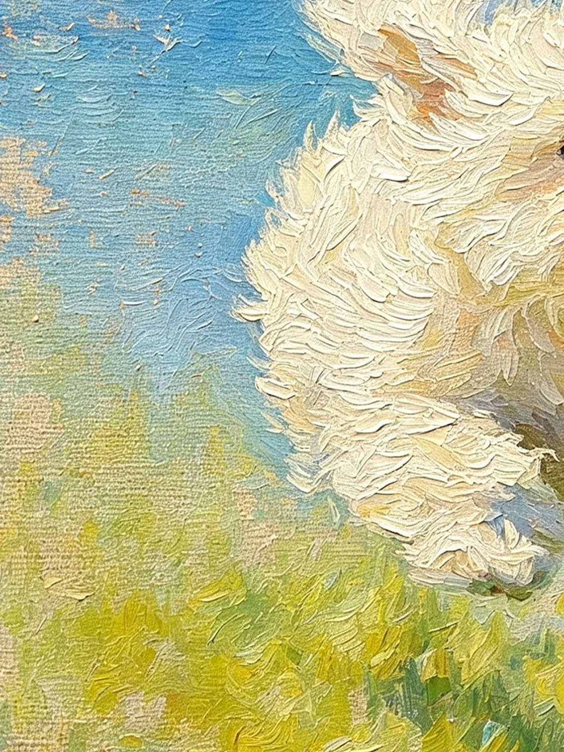 Running White Puppy custom oil painting from photo, gift for friend, Size 4"×4"