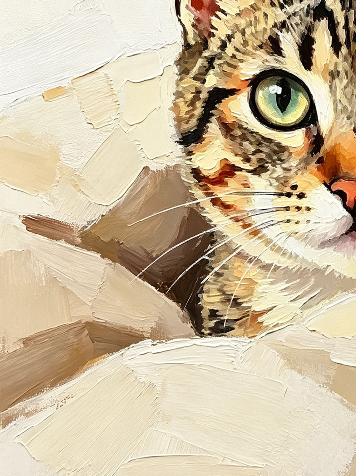 Curious Tabby Kitten Peeking From Paper Bag Hand Painted Wall Art Custom oil painting from photo, Gift for friend，Size 4x4